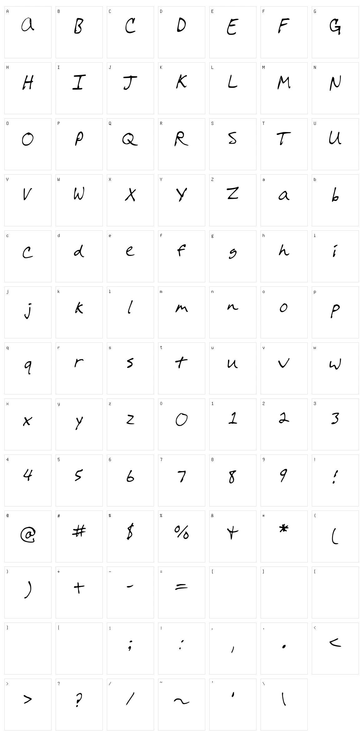 ColesFont Character Set