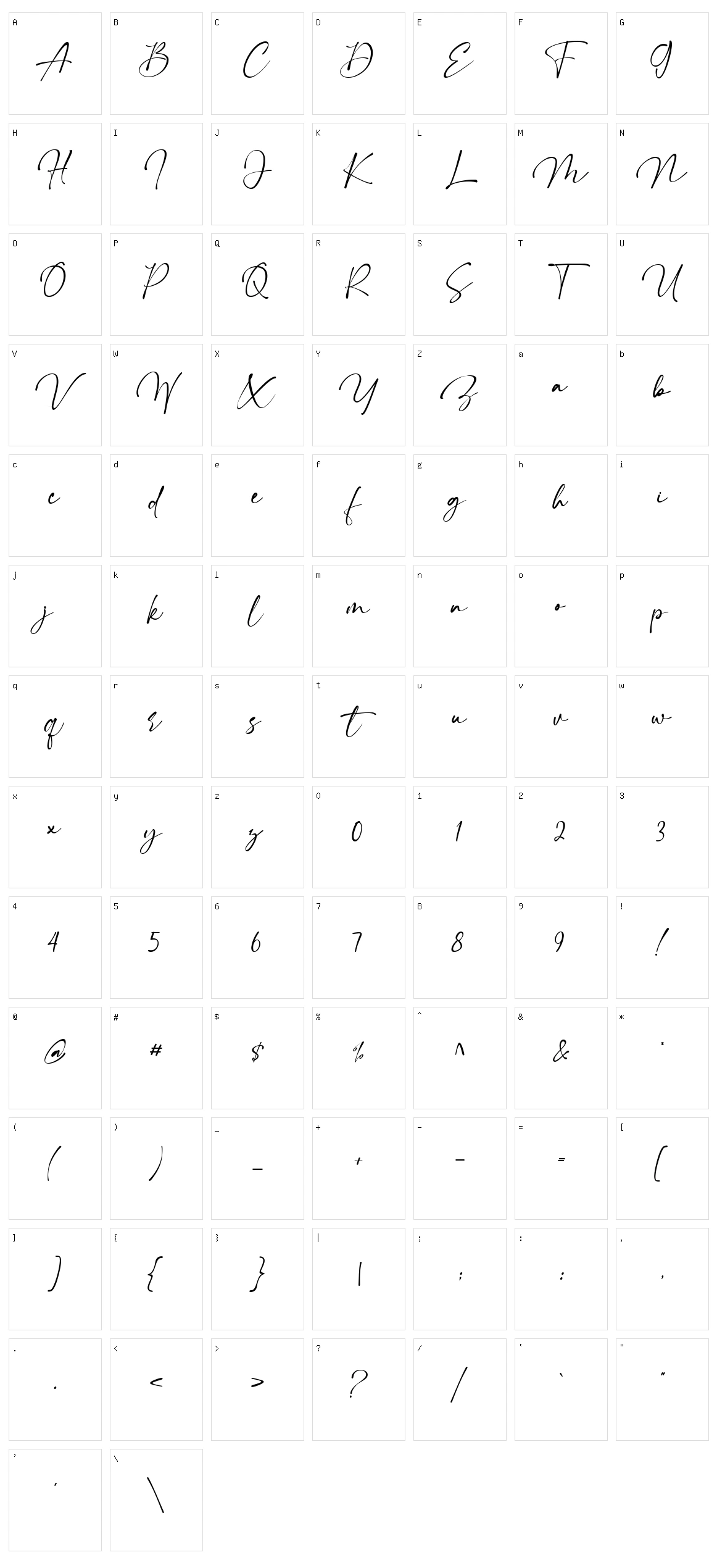 Constaller Character Set