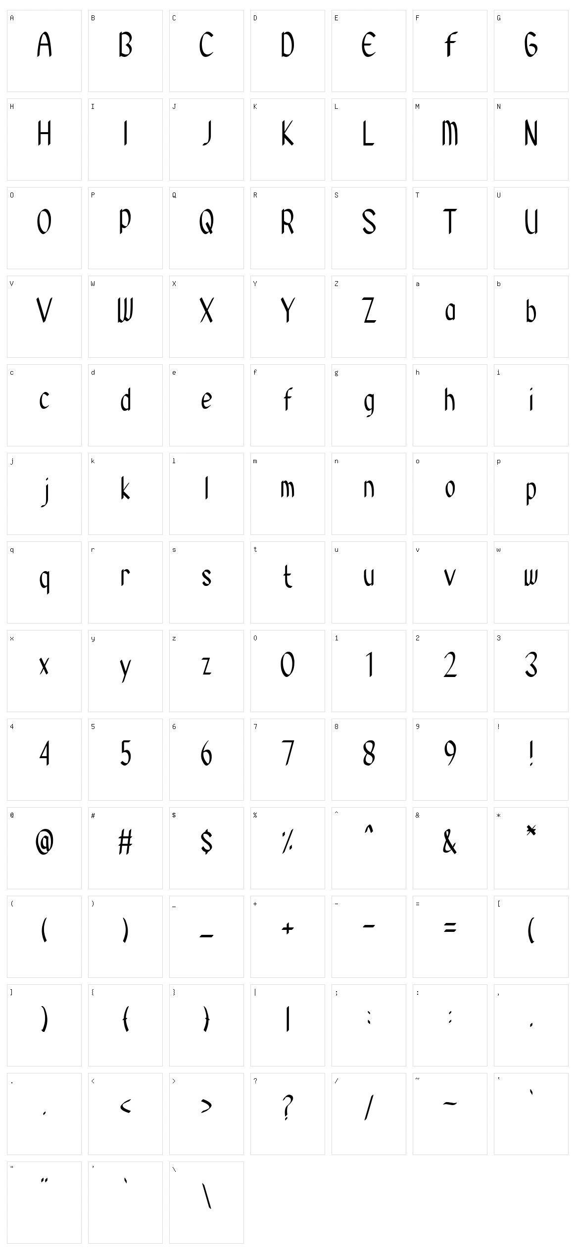 Constella Character Set