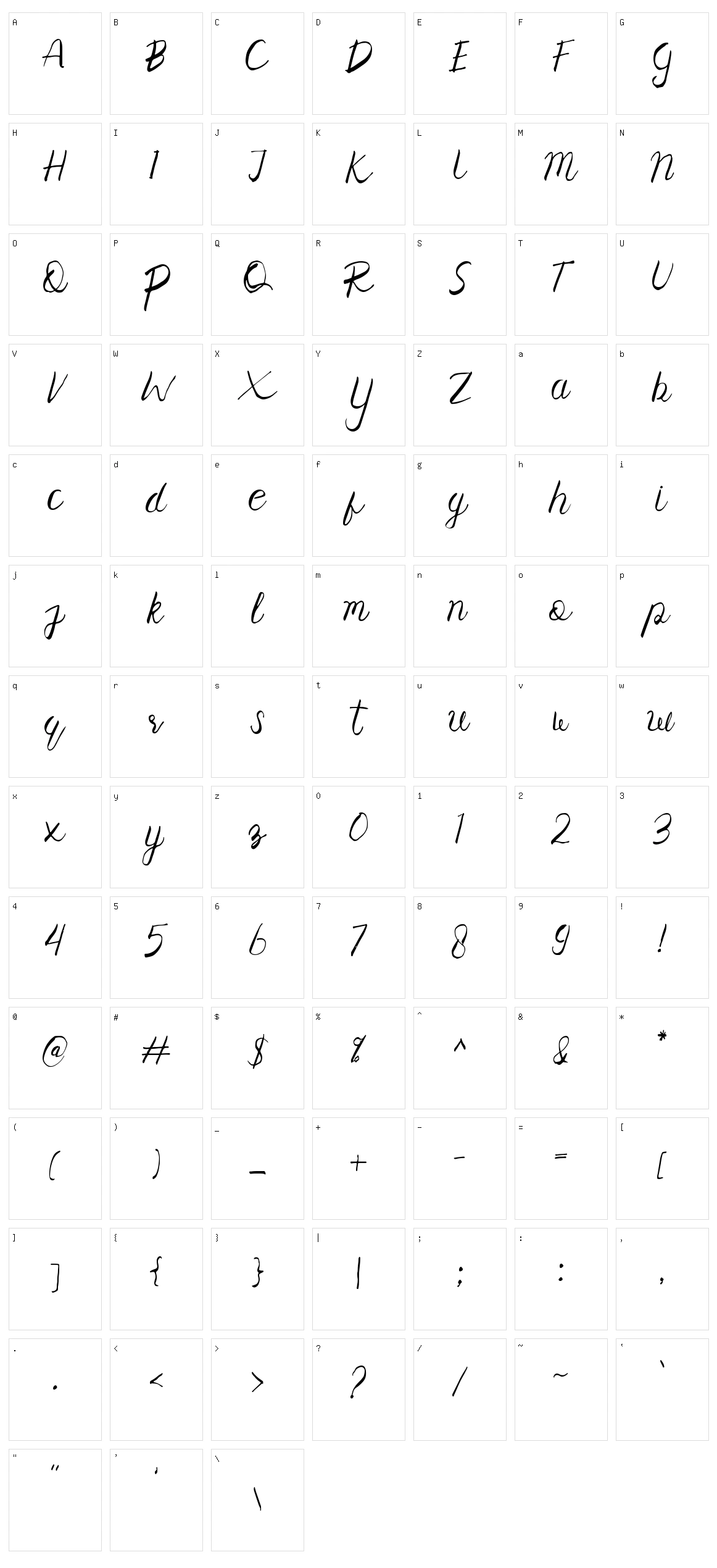 Corollo Character Set
