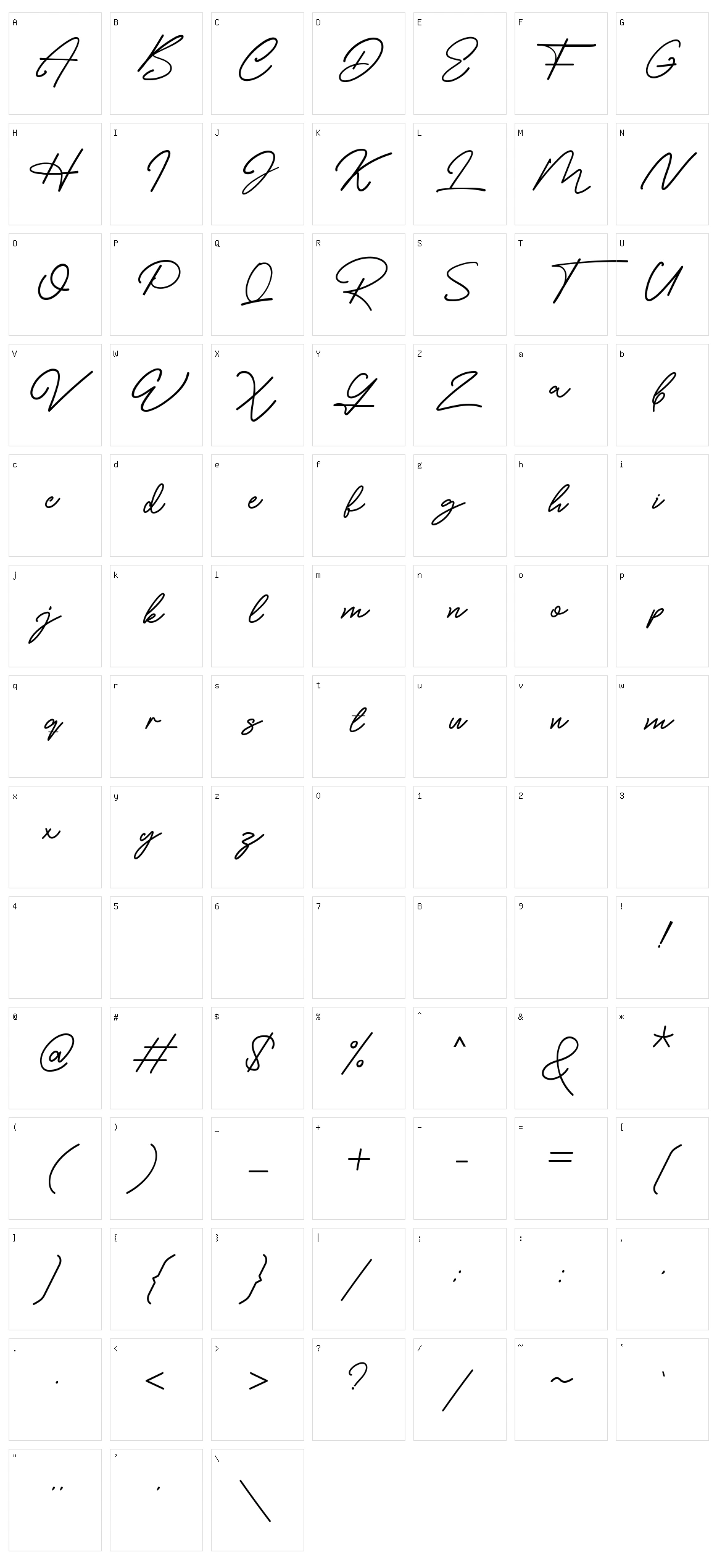 Costella Signature Character Set
