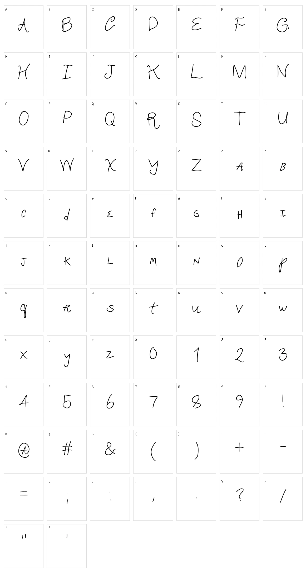 Crappy Font Character Set