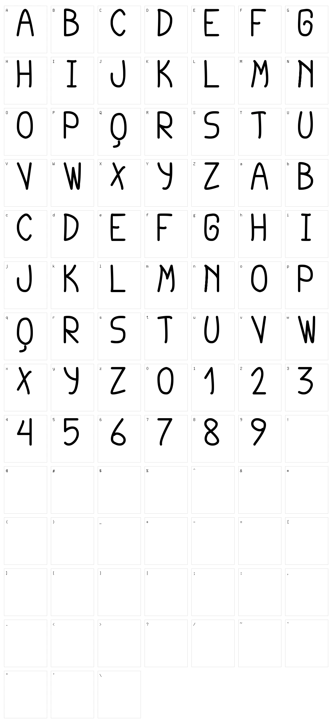 Cursi Extra TFB Character Set