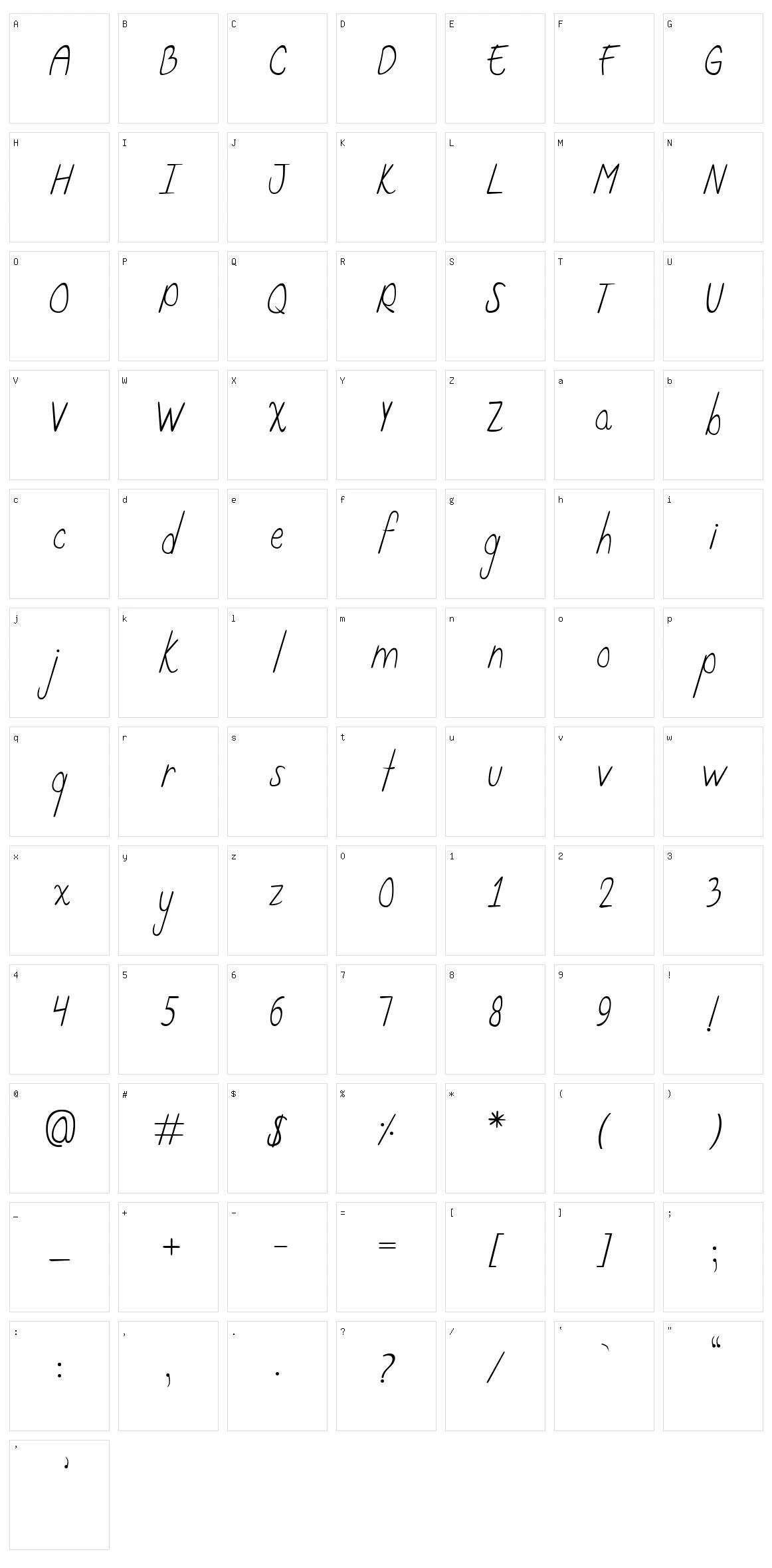 Curzab Character Set