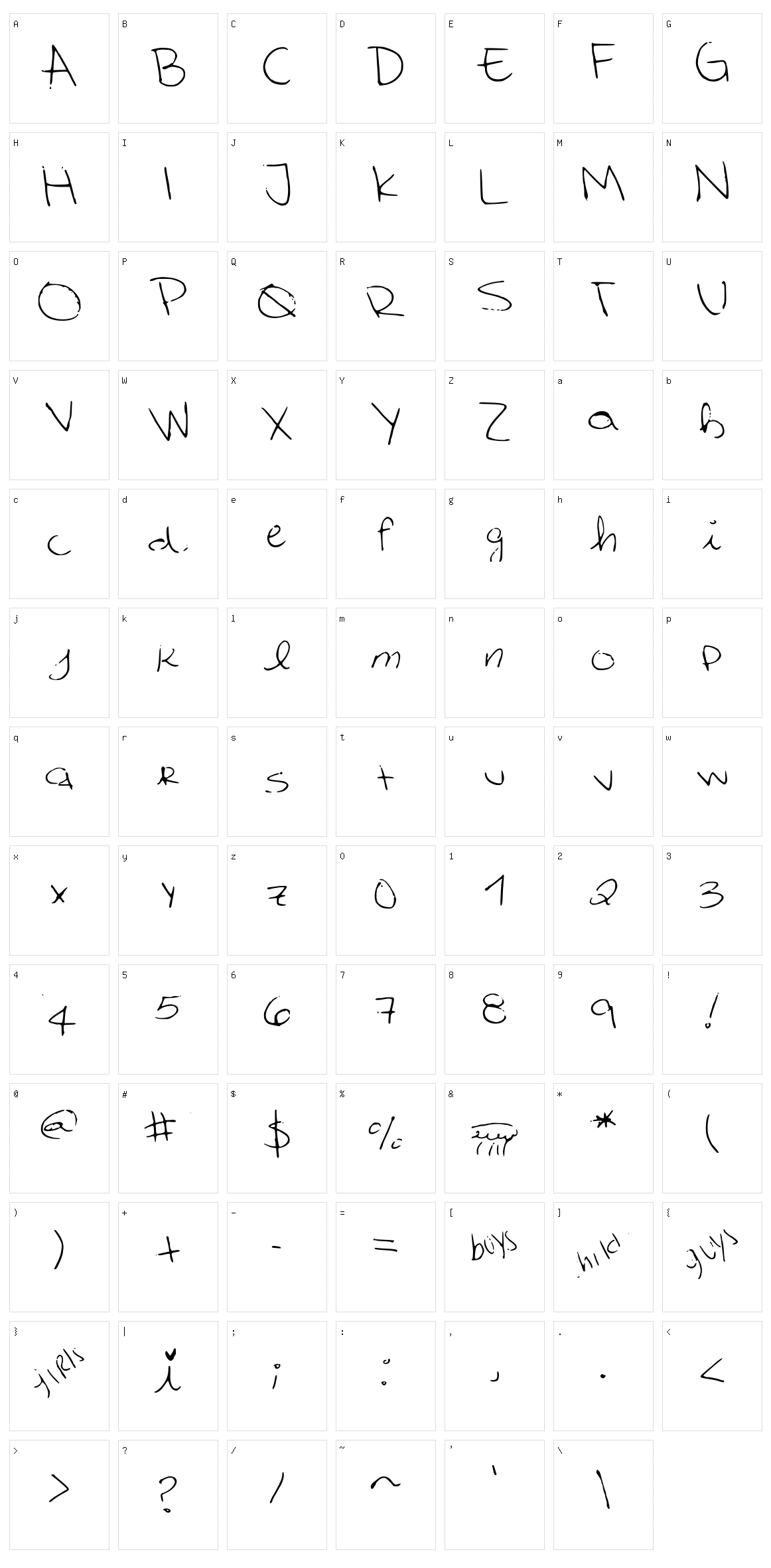 CuteTumblrFont Character Set
