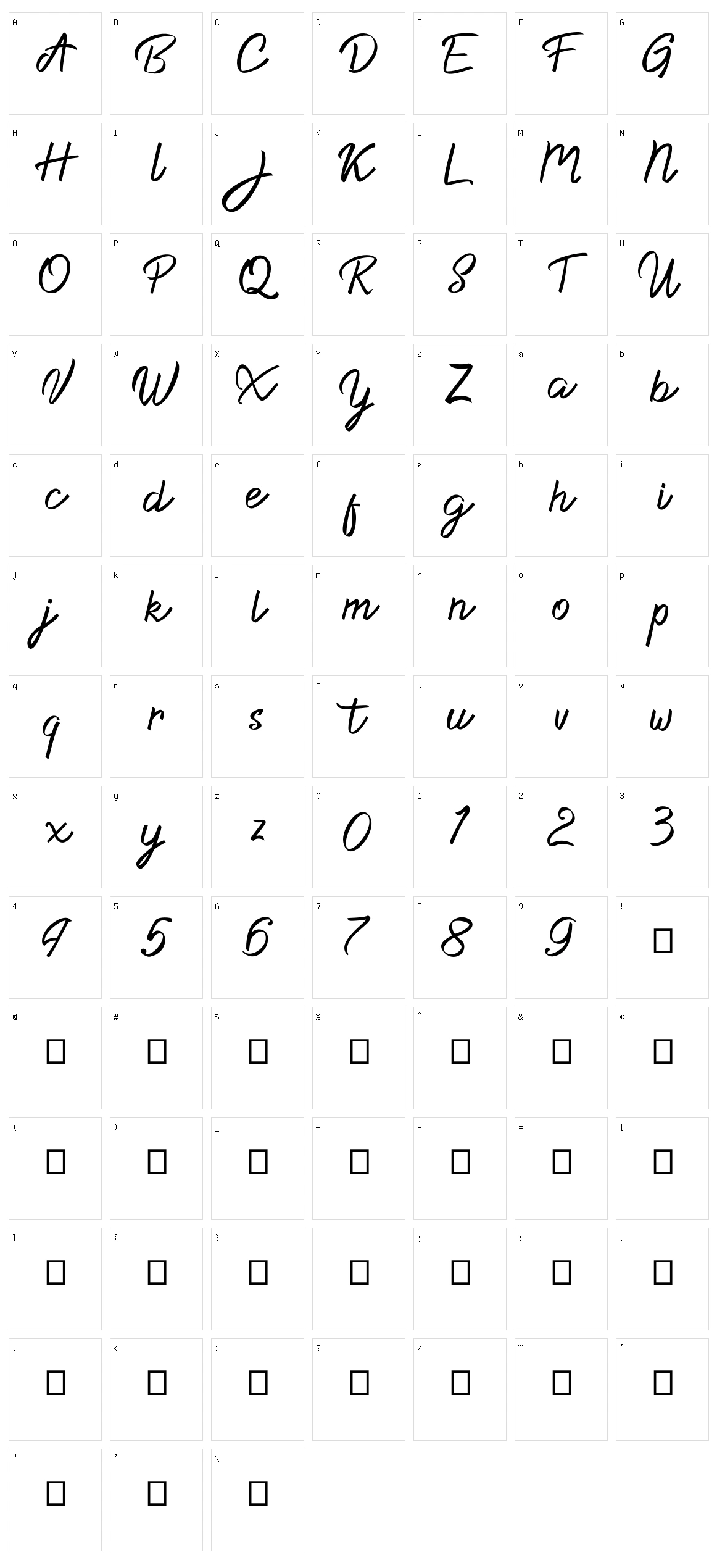 Dacilla Script Character Set
