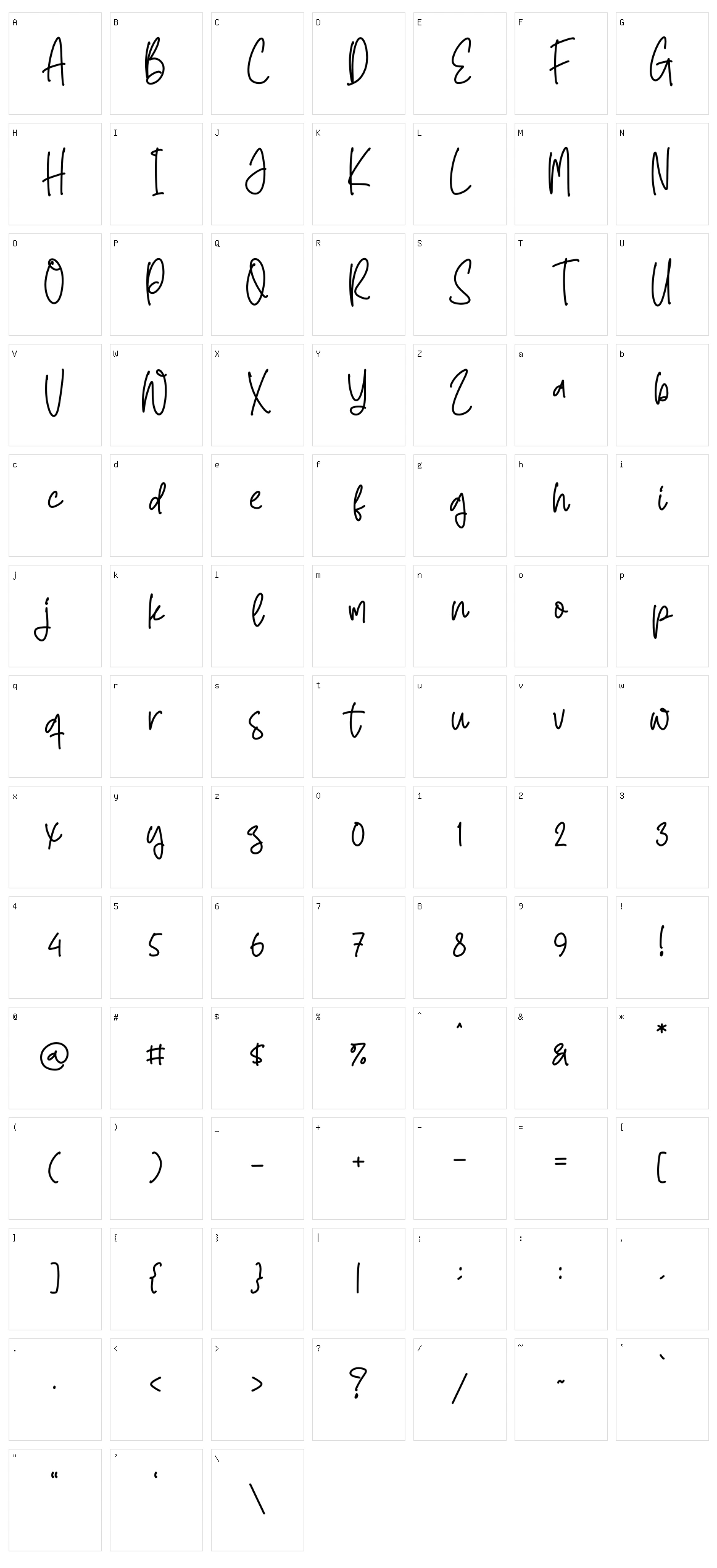 Daily Handwritten Character Set