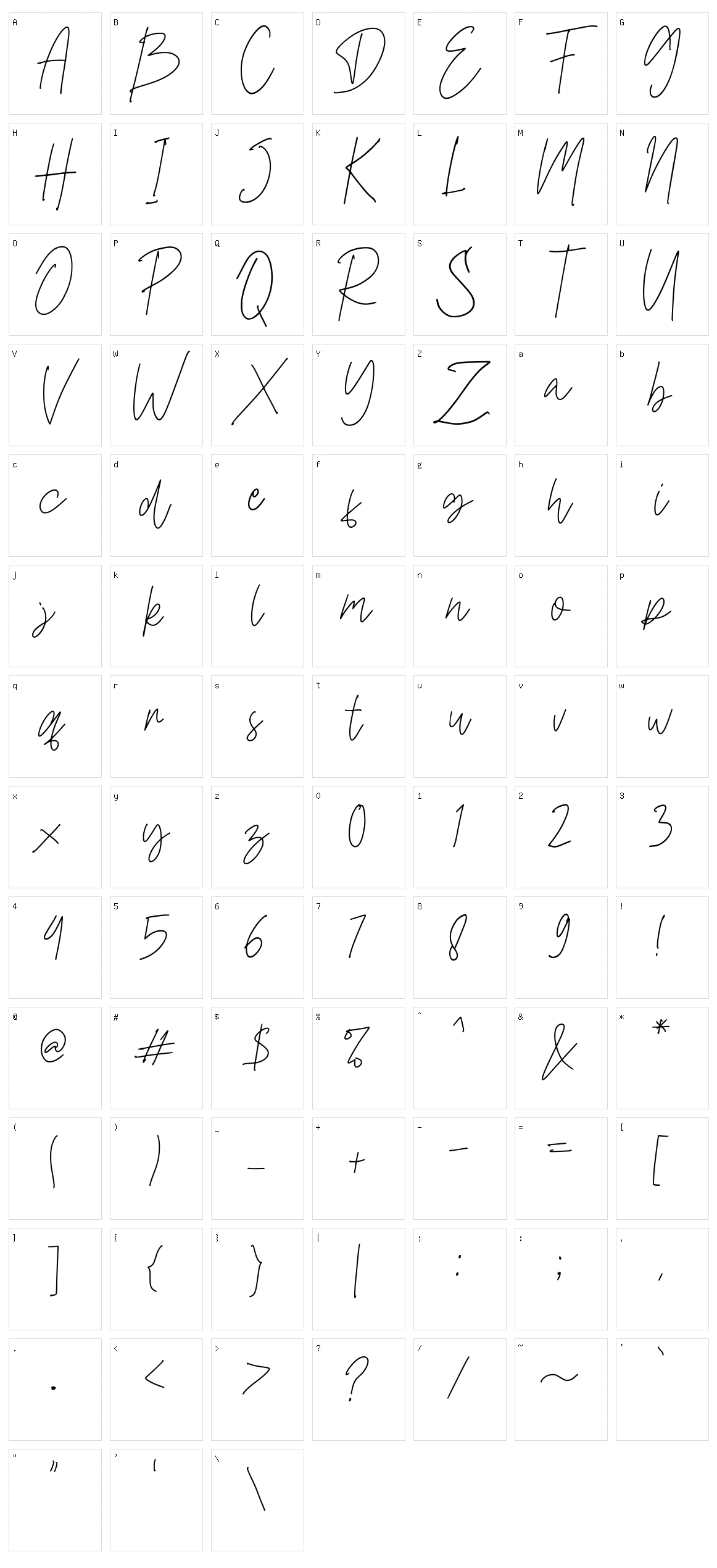 Daltana Character Set