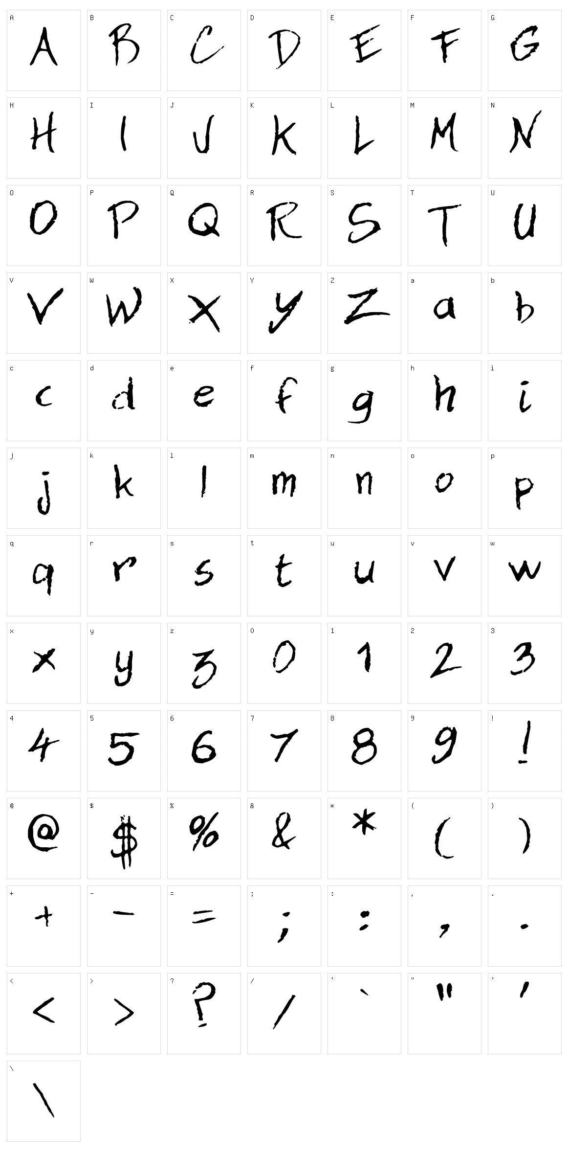 Dan Hand Character Set