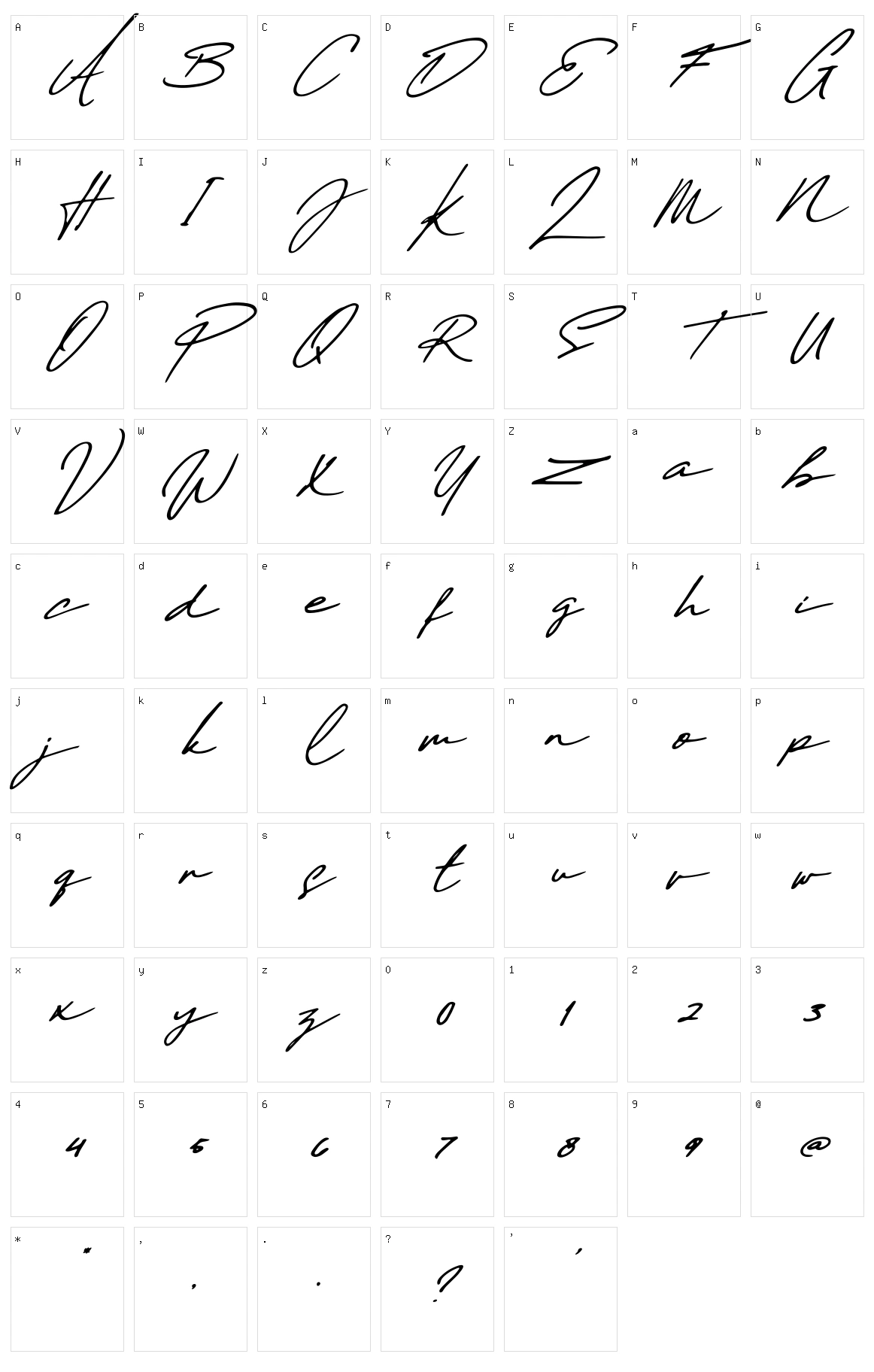 Daniels Signature Character Set