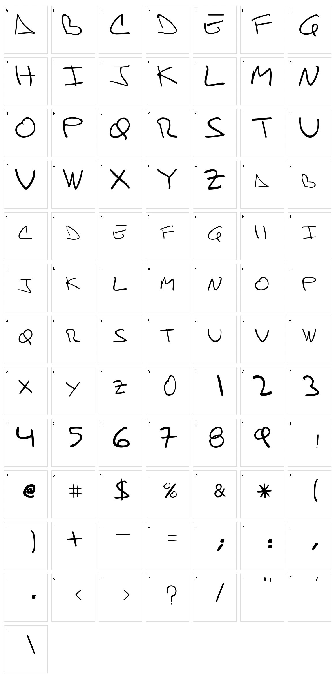 Danifont Character Set
