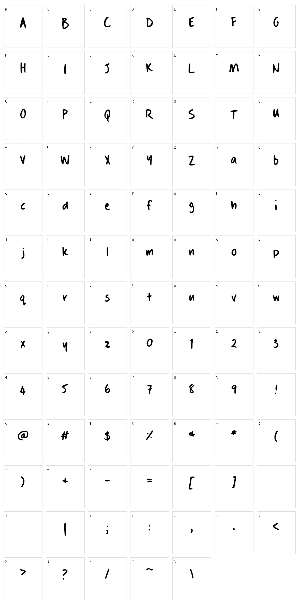 Dans Hand Writing Character Set
