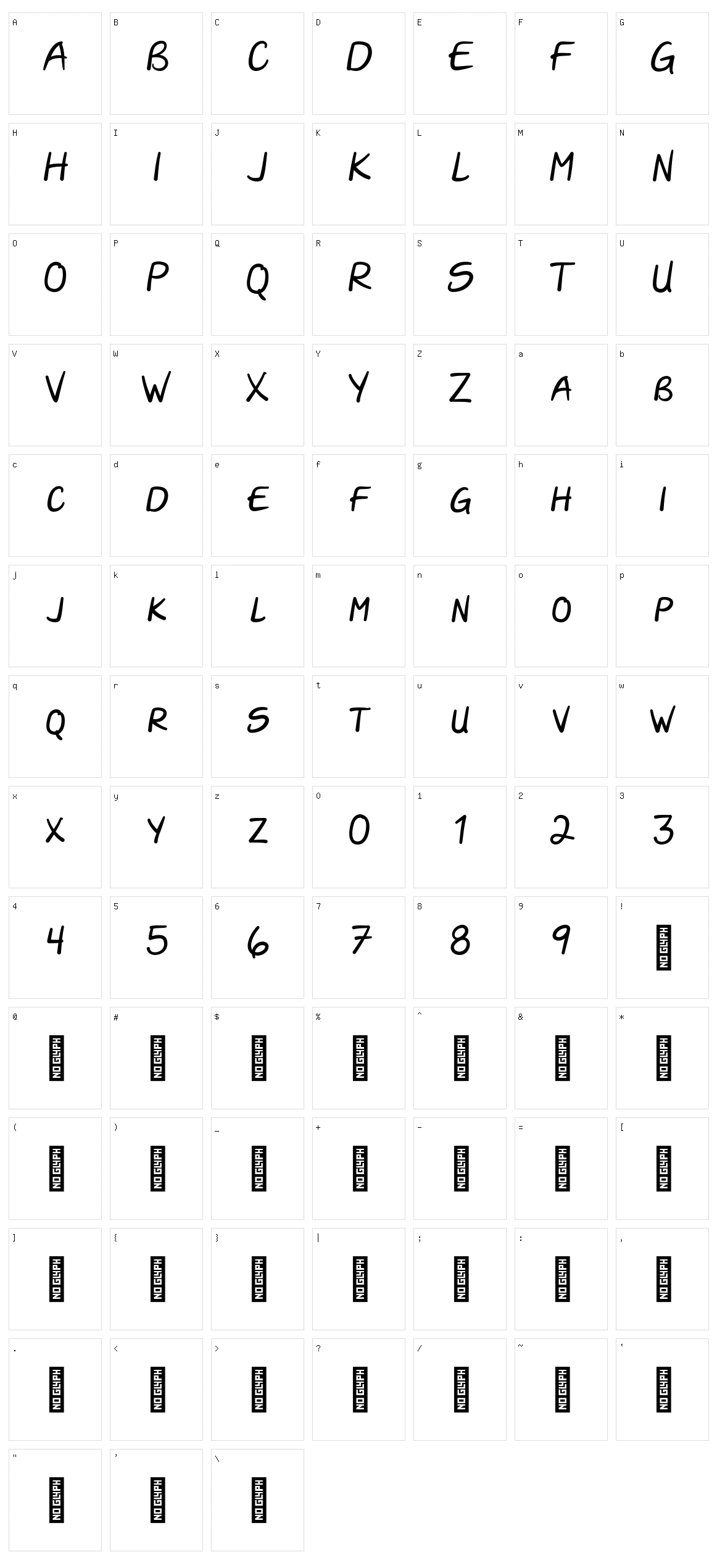 Darla Script Character Set