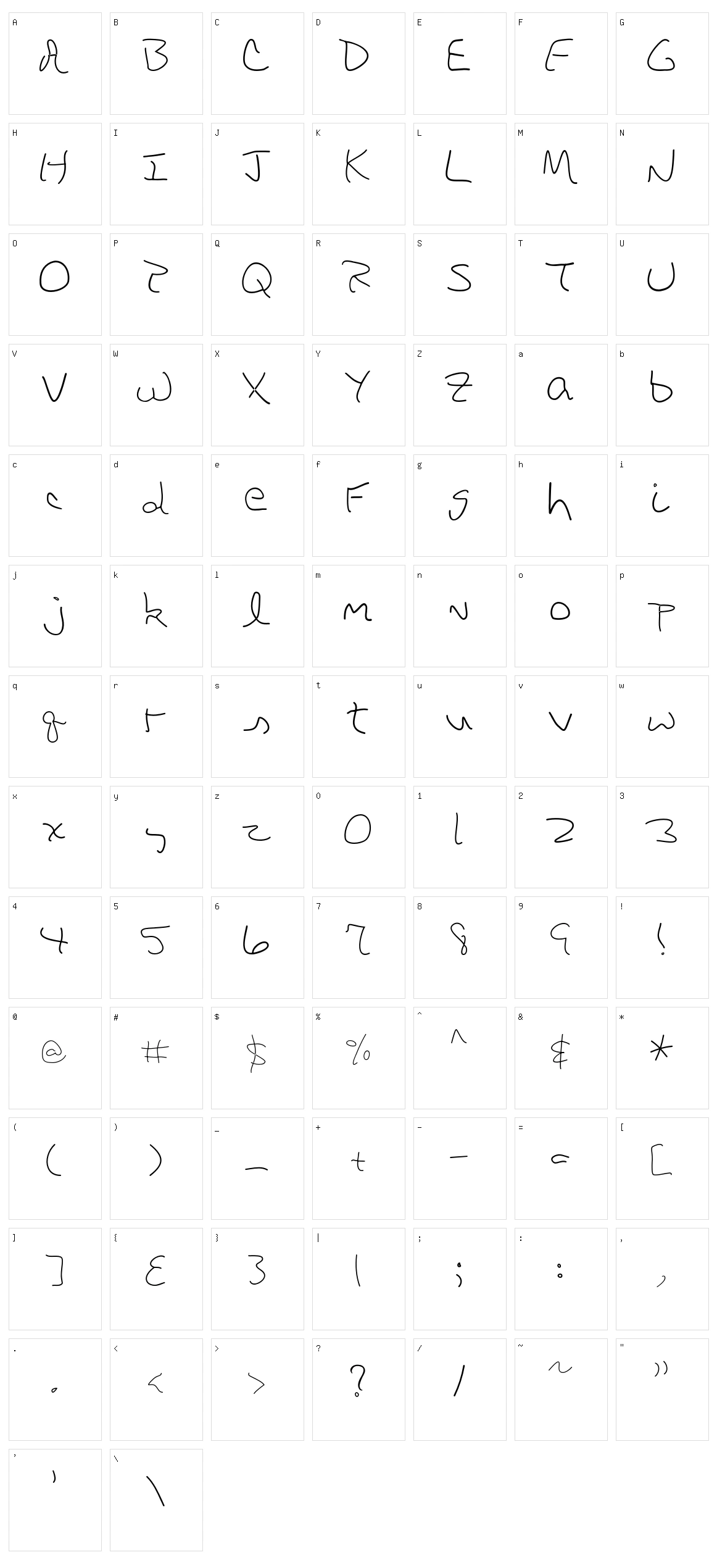 DBE Rigel Character Set