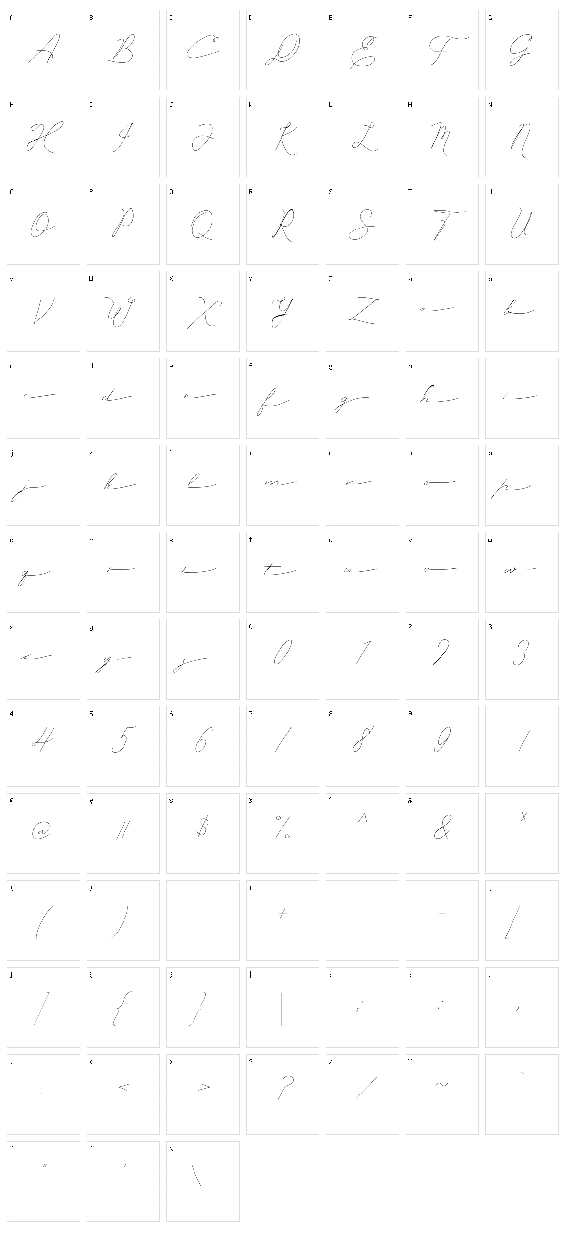 Dear Rialy Character Set