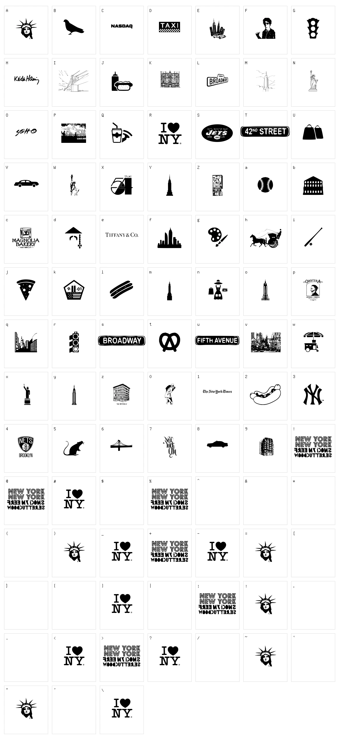 New York, New York 1 Character Set