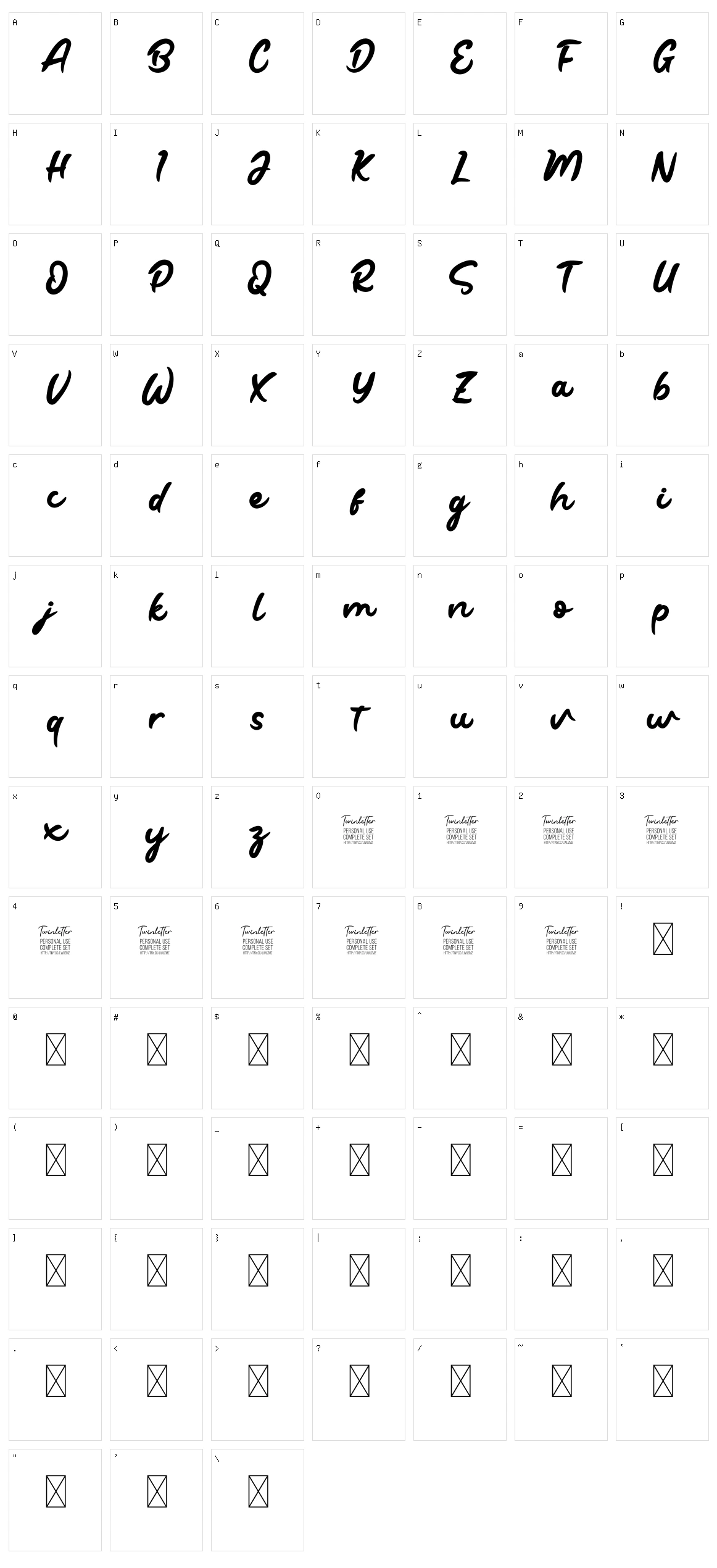 Degtan Character Set