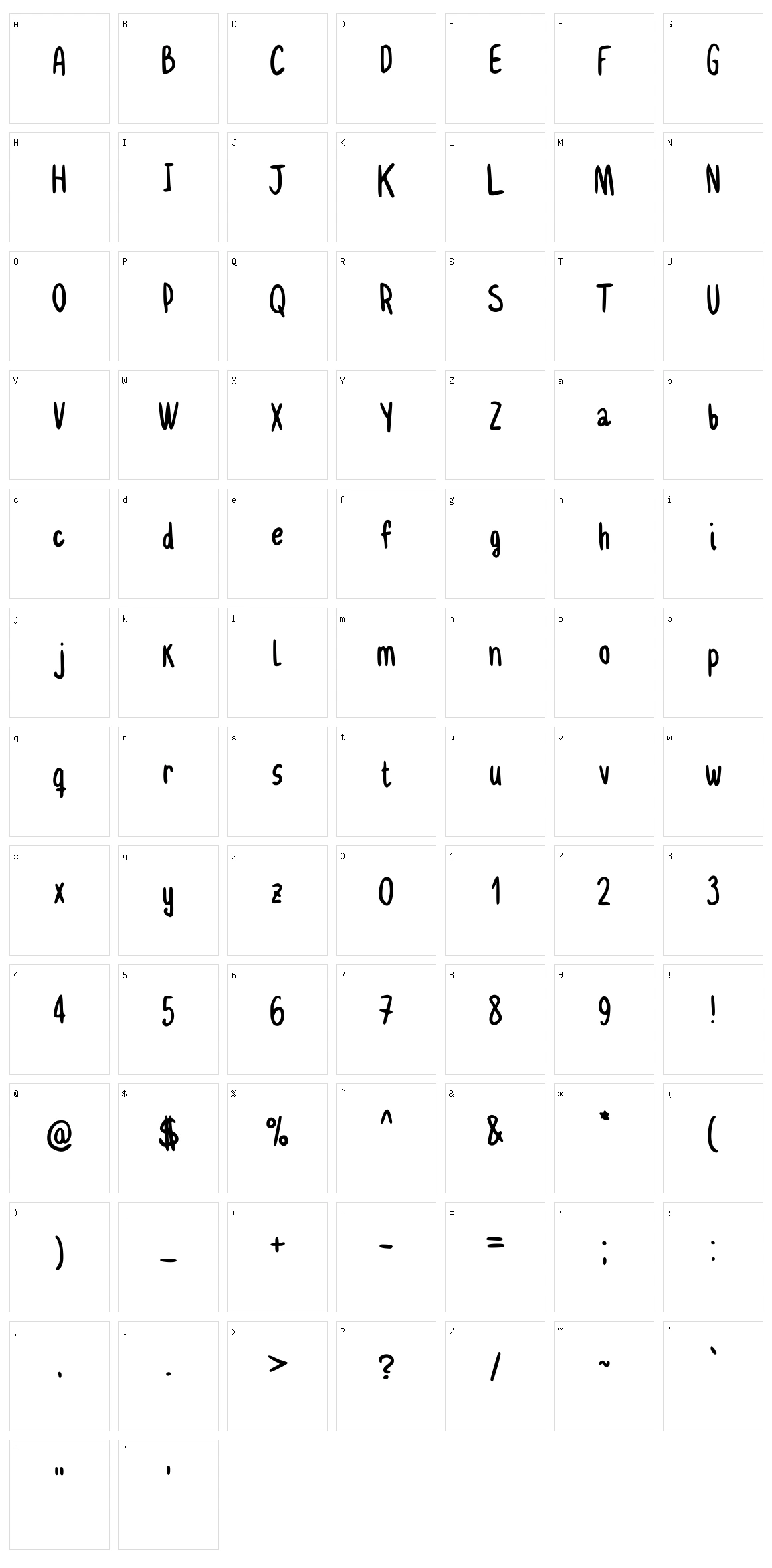 Delgadito Character Set