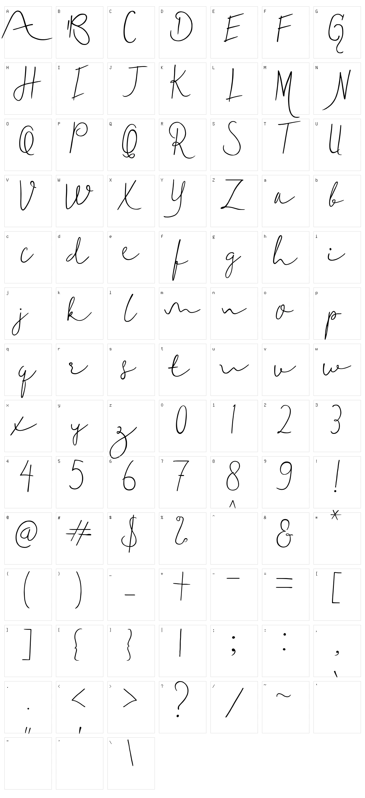Delicate1 Character Set