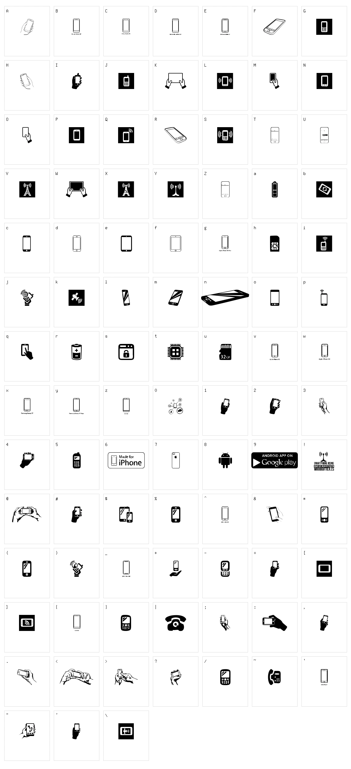 Smartphone Icons Character Set