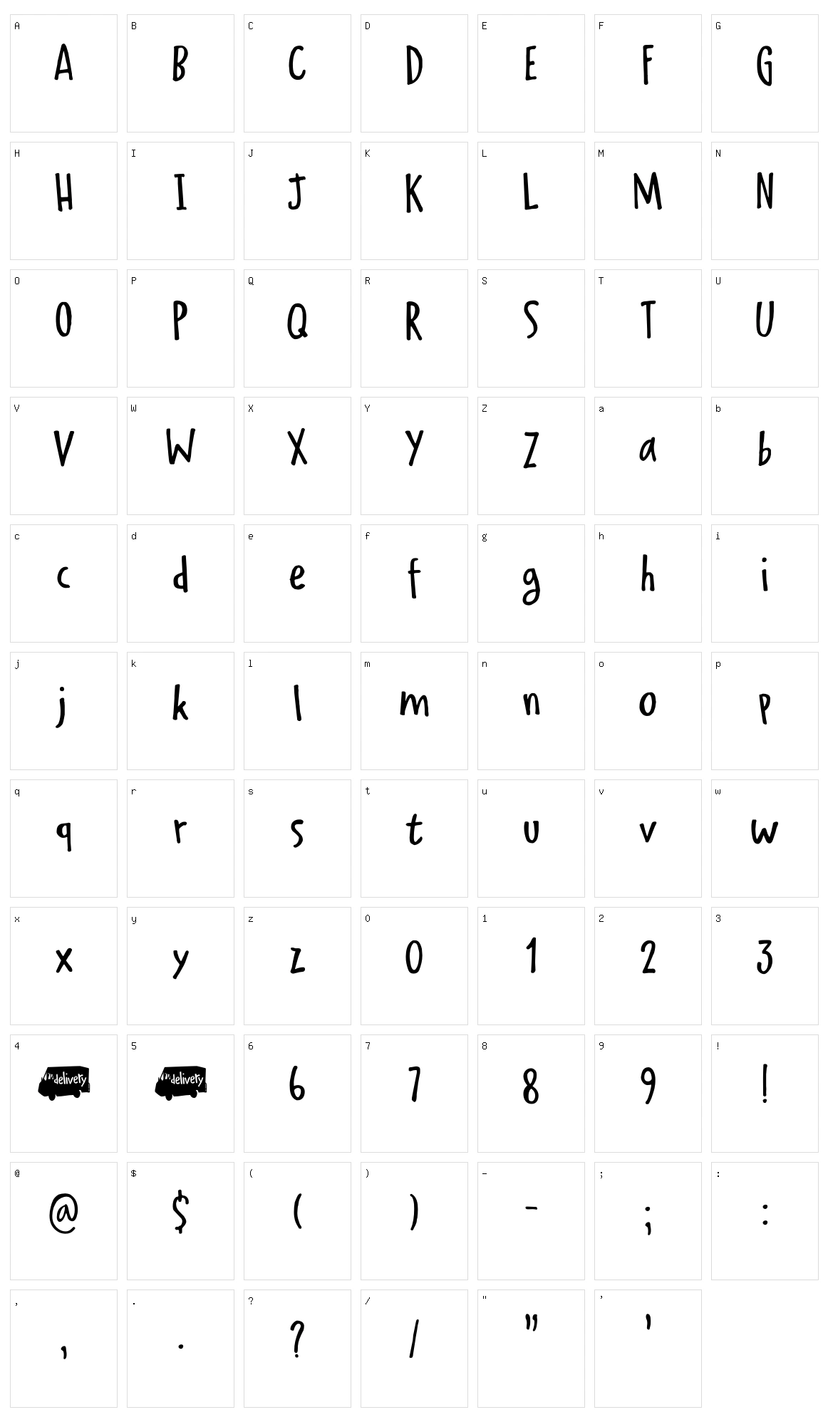 Delivery Note Character Set