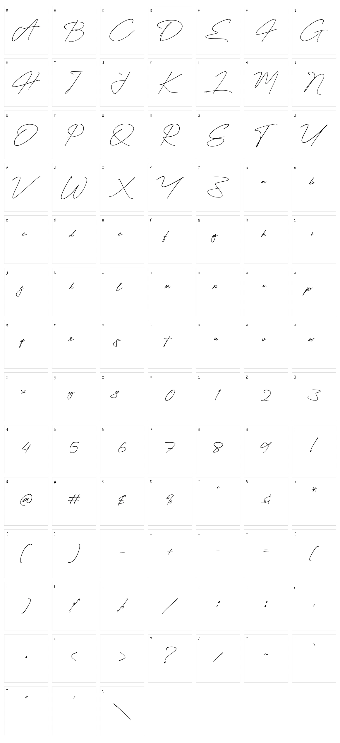 Dellany Signature Character Set