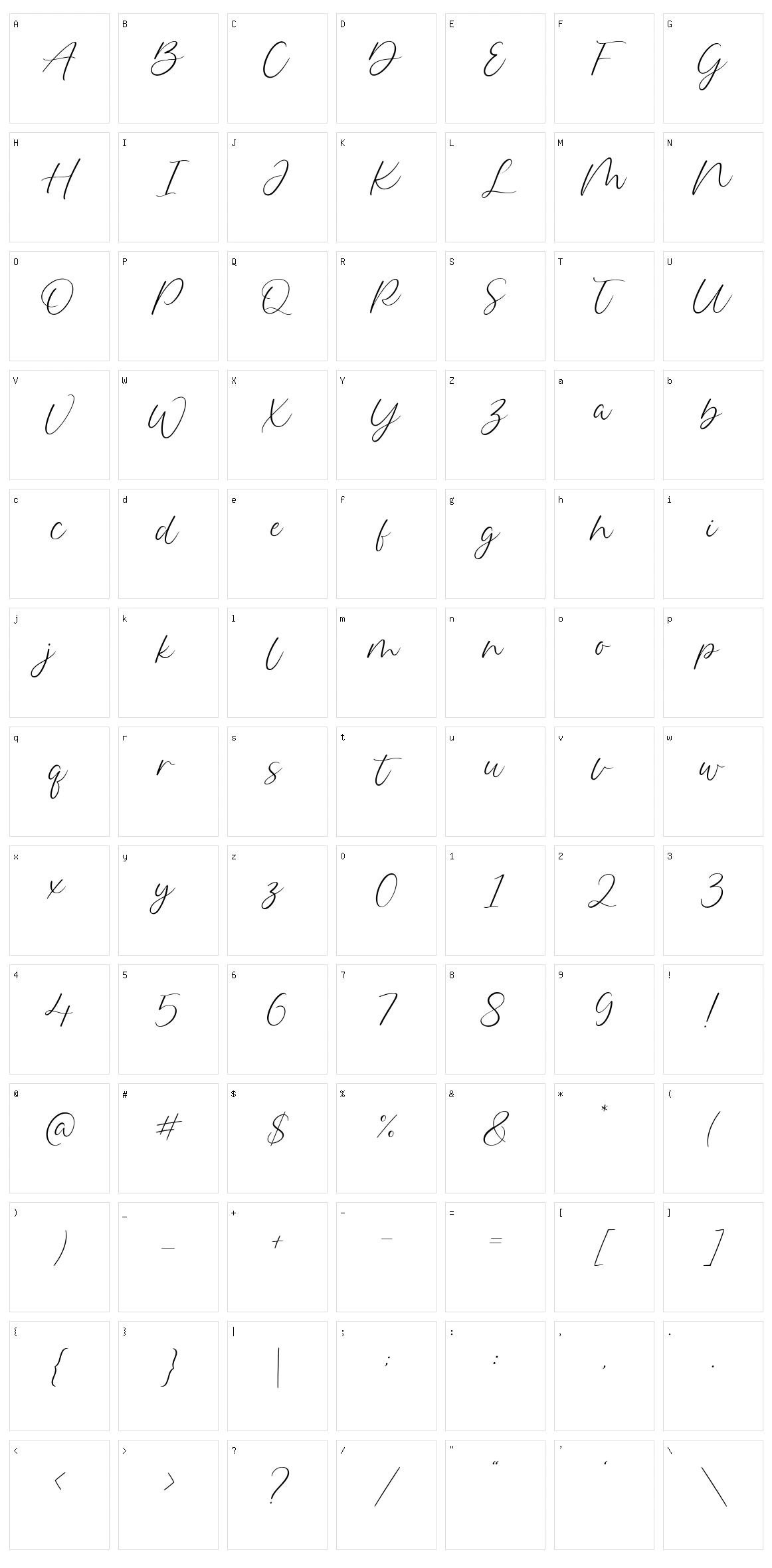 Delmon Delicate Script Character Set