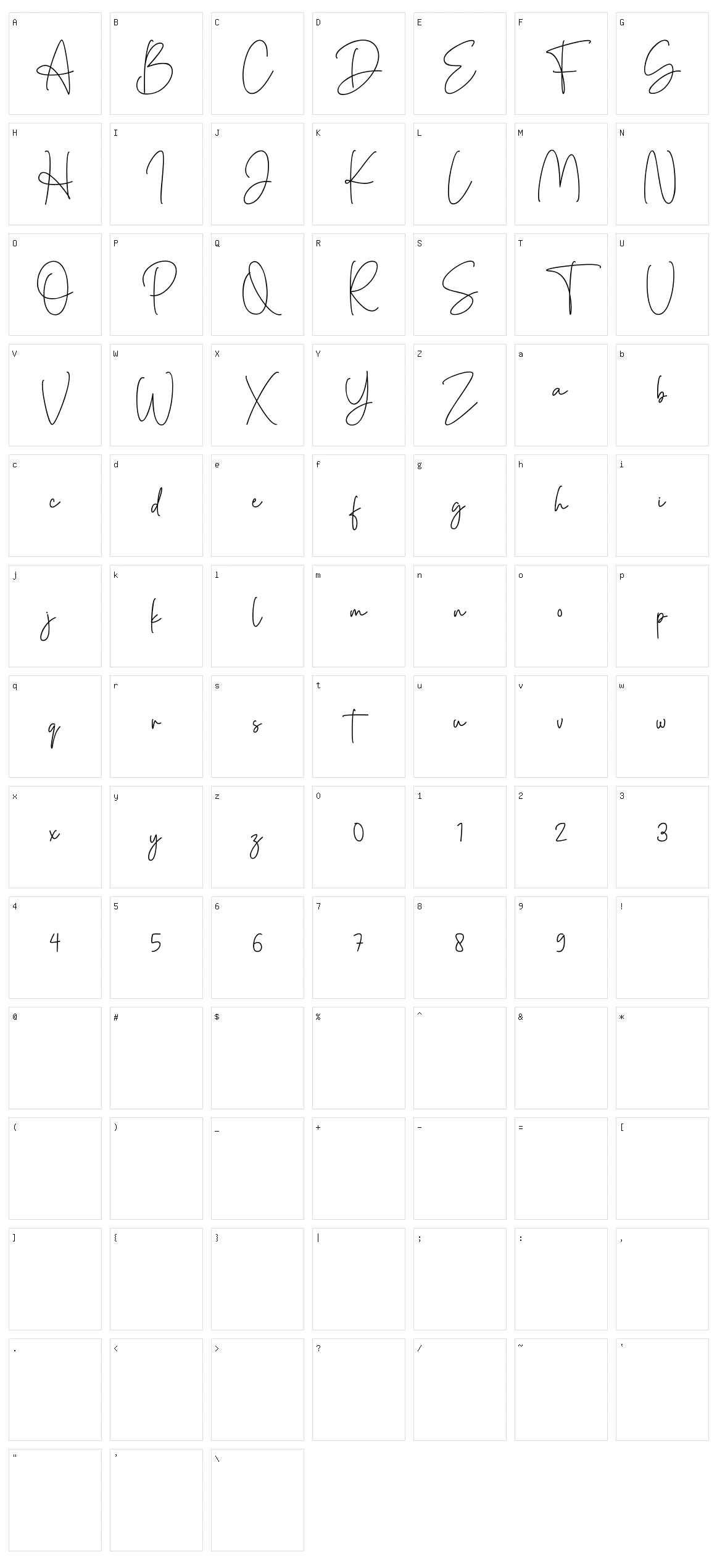 Denira Signature Character Set