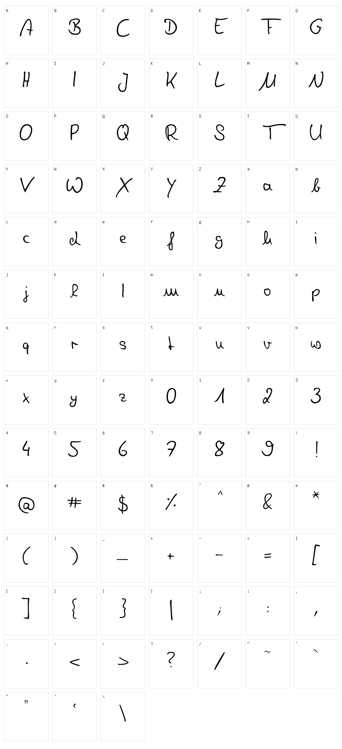 Denise Handwriting Character Set