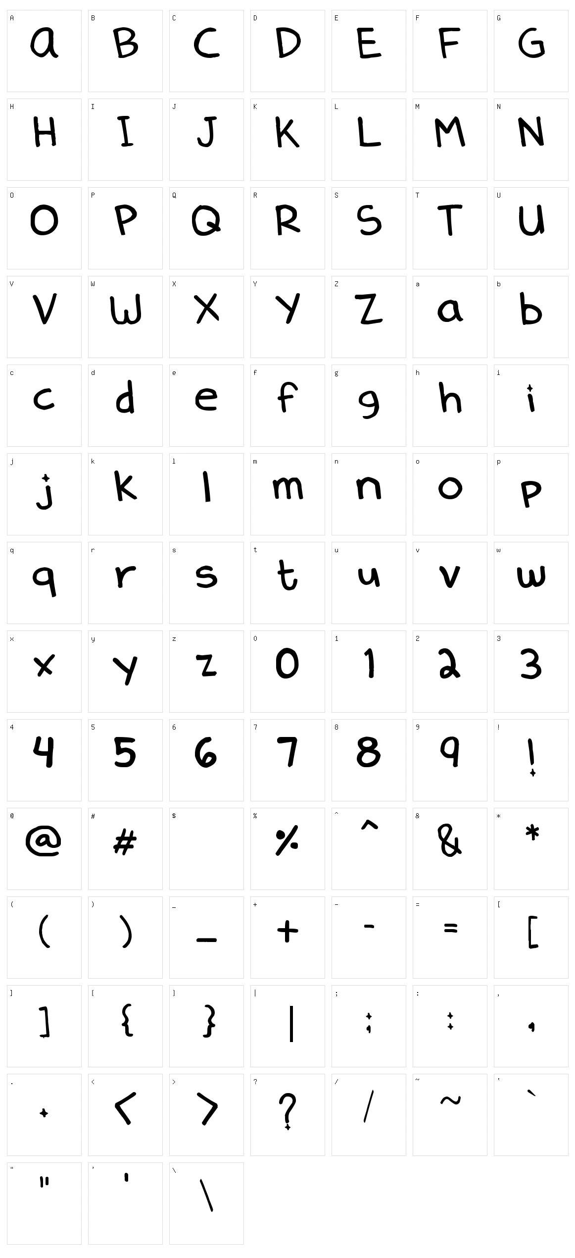 Denne Delica Character Set