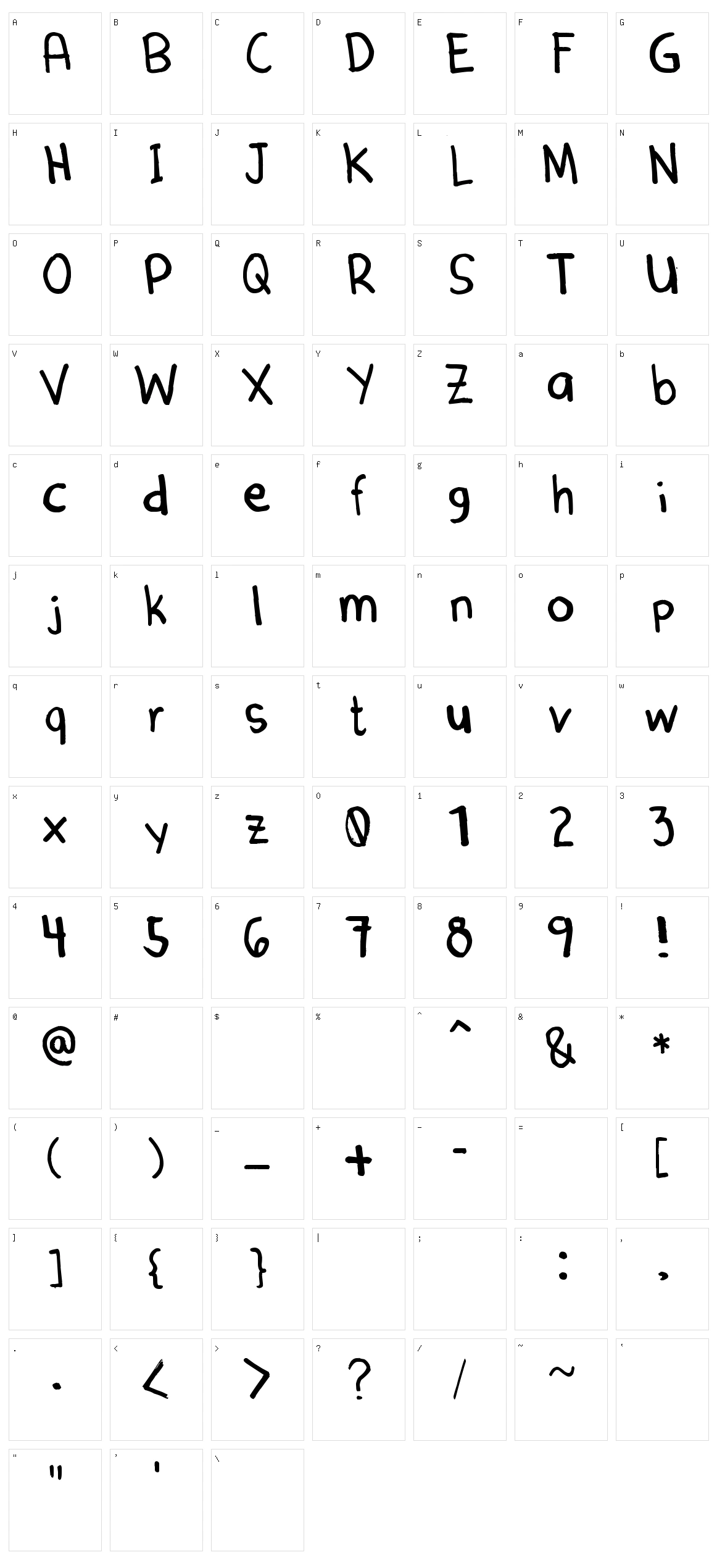Denne Marker Character Set