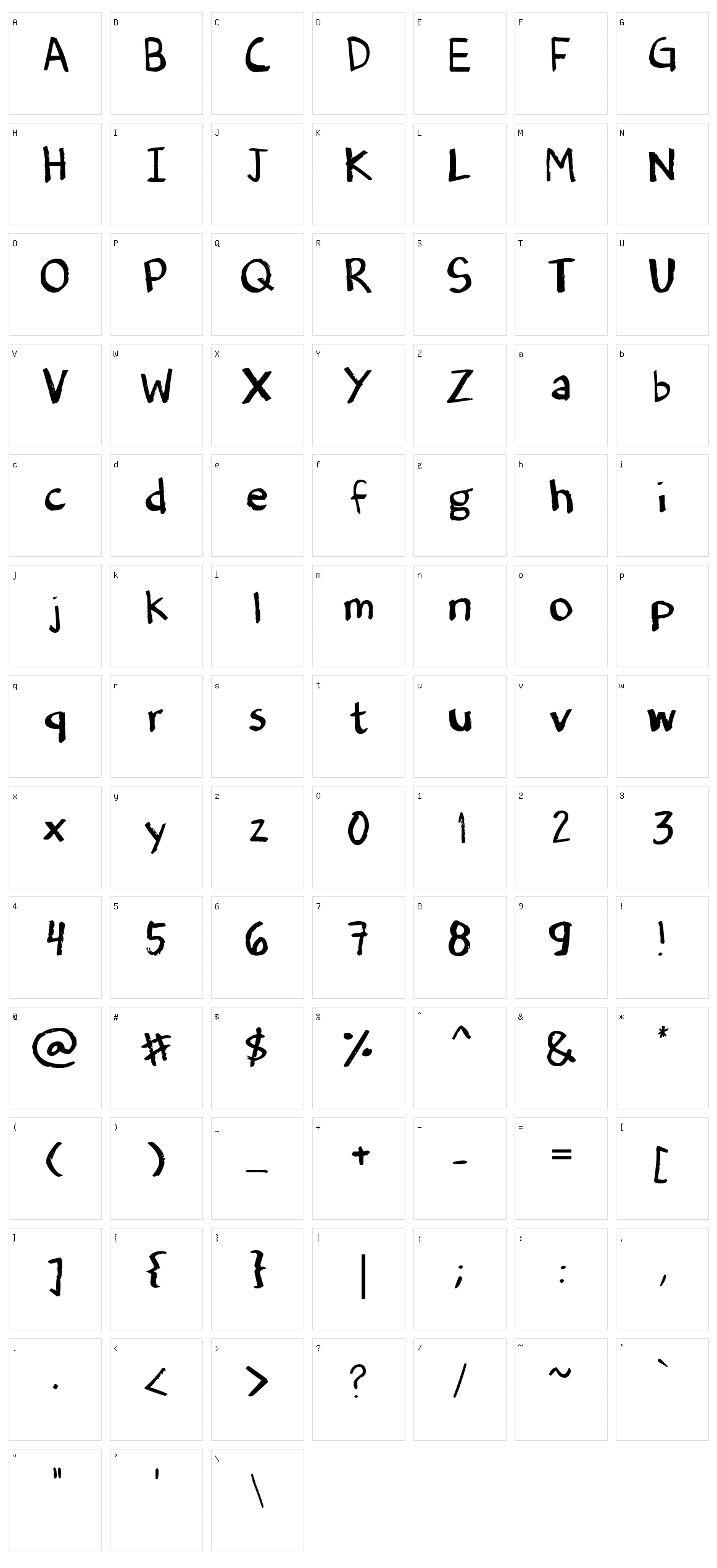 Denne's Old Handwriting Character Set