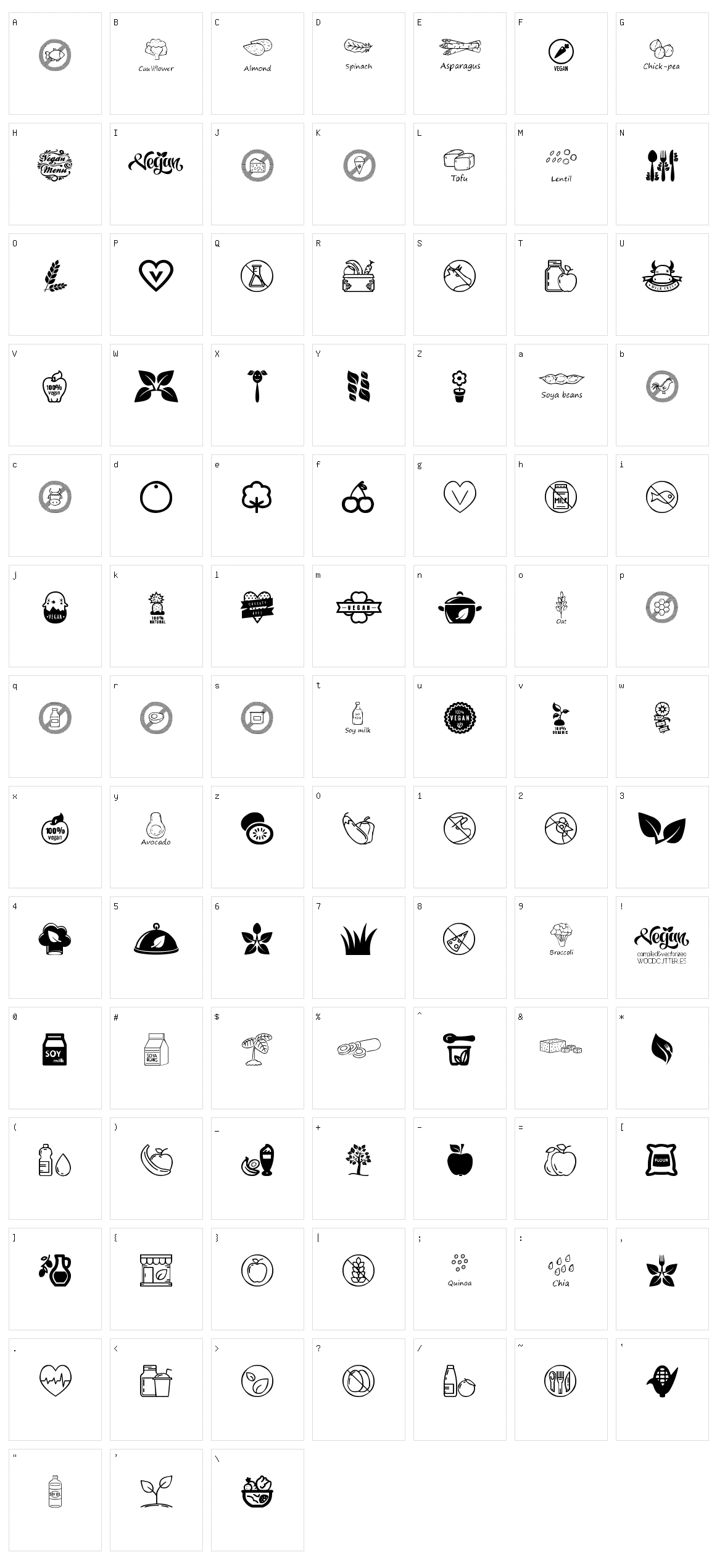 Vegan Icons Character Set