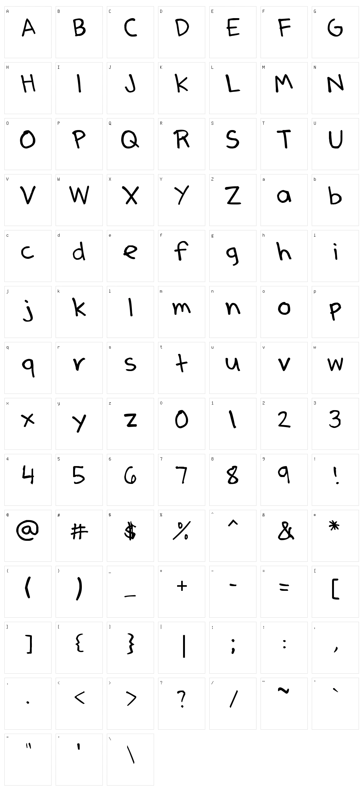 Denne's Pen Character Set
