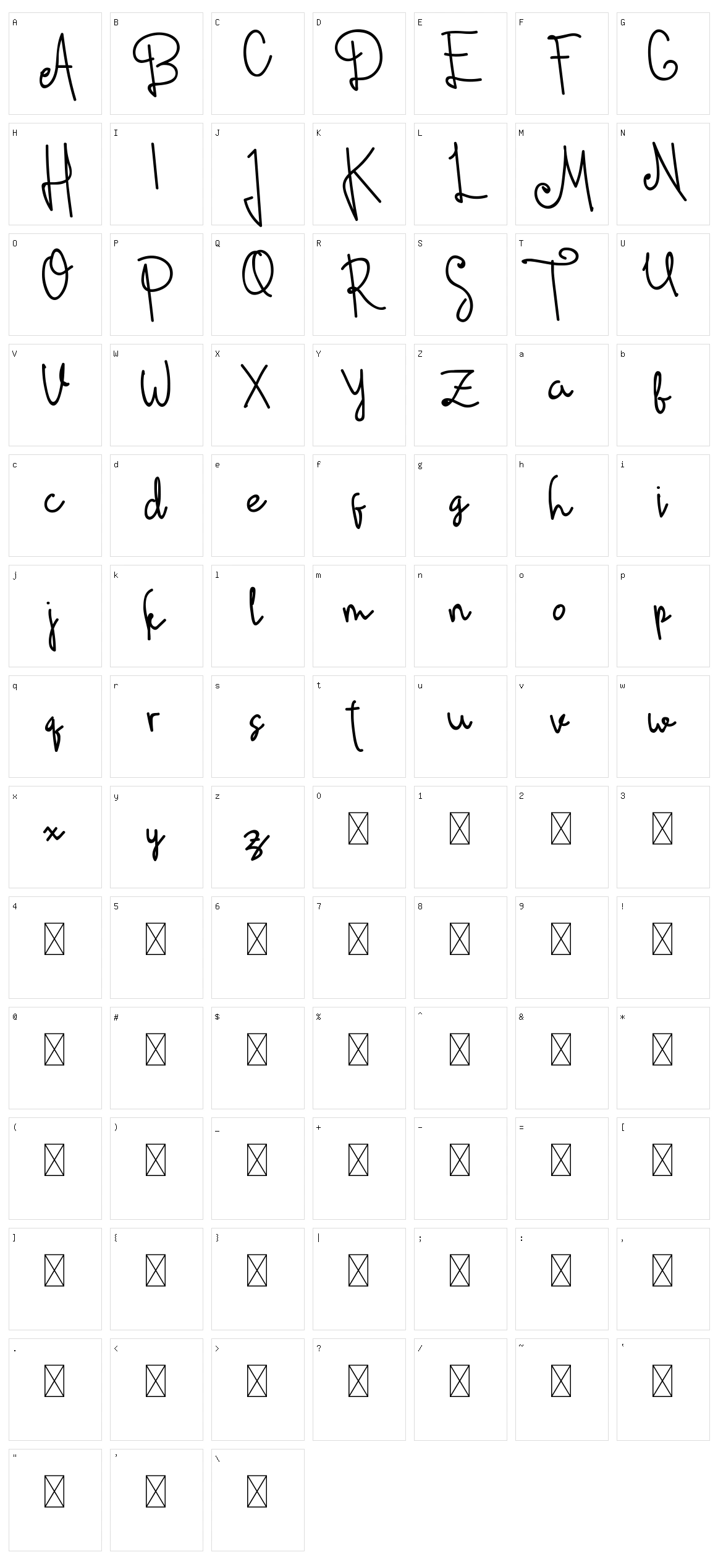 Dianamoon Script Character Set