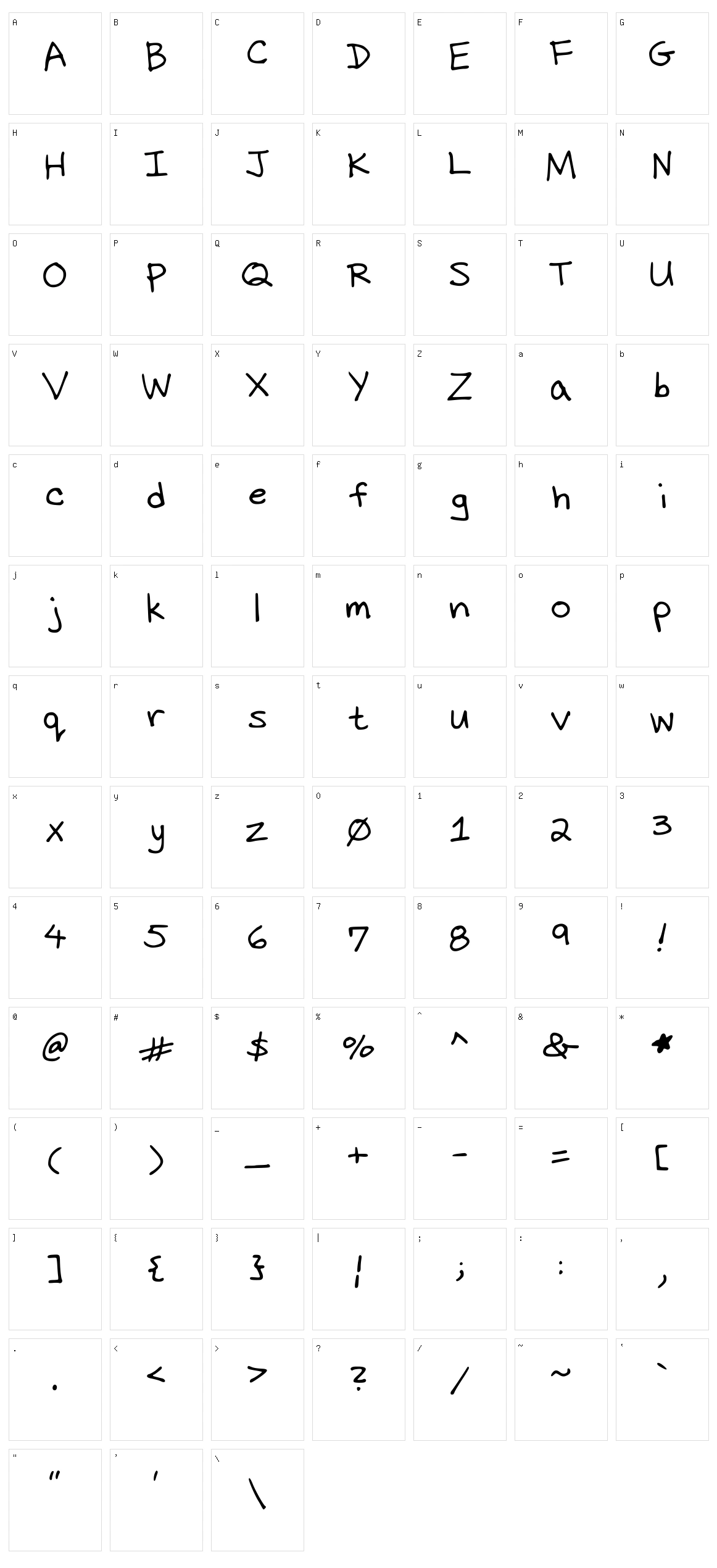 Dicks Handwriting Character Set