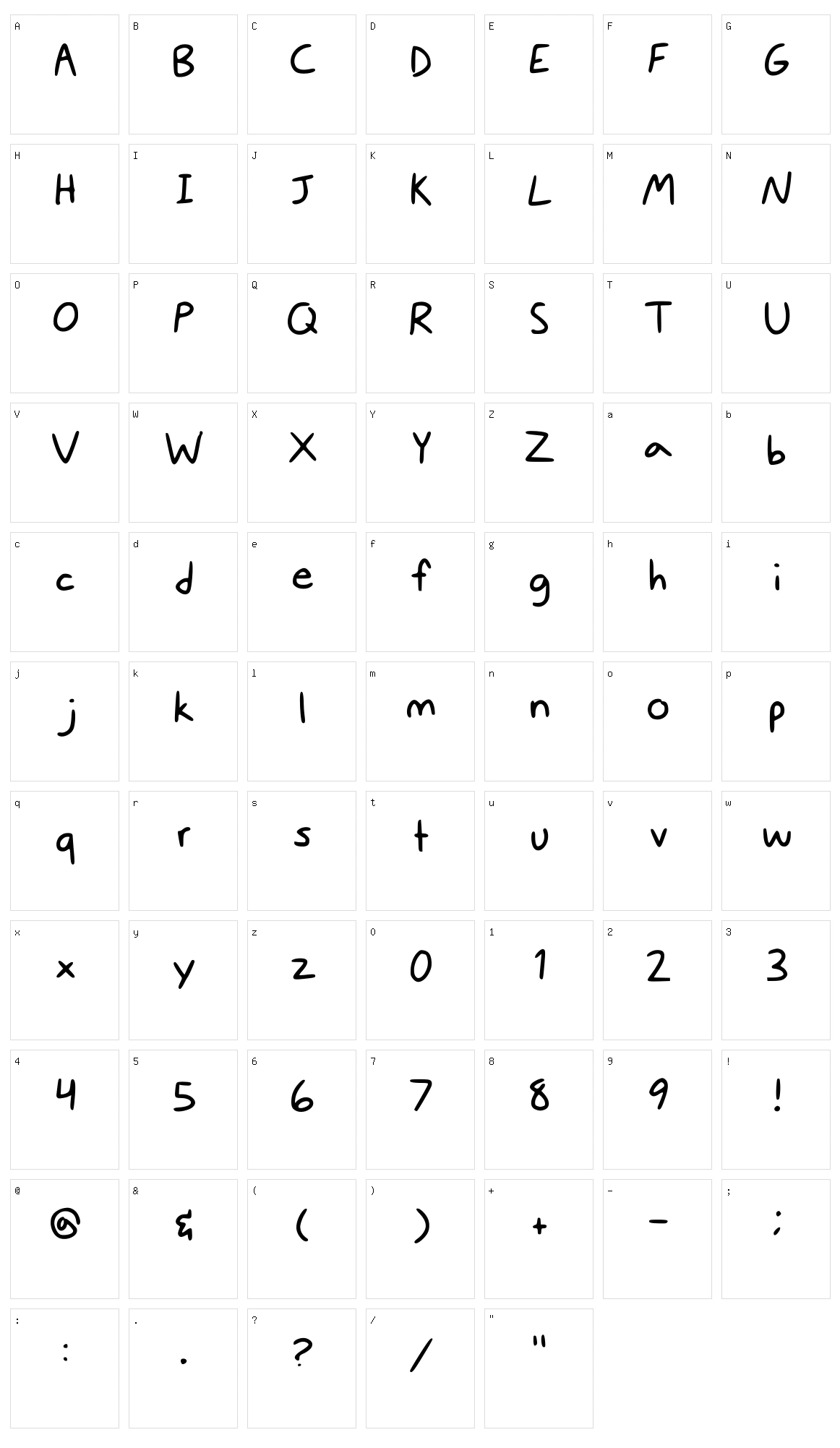 Digital Handwriting Character Set