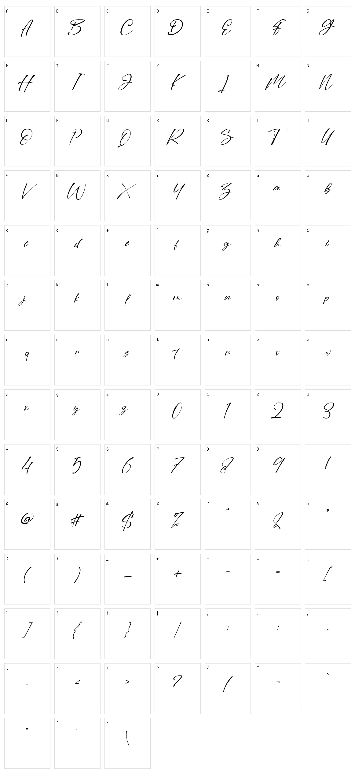 Dilan Script Character Set