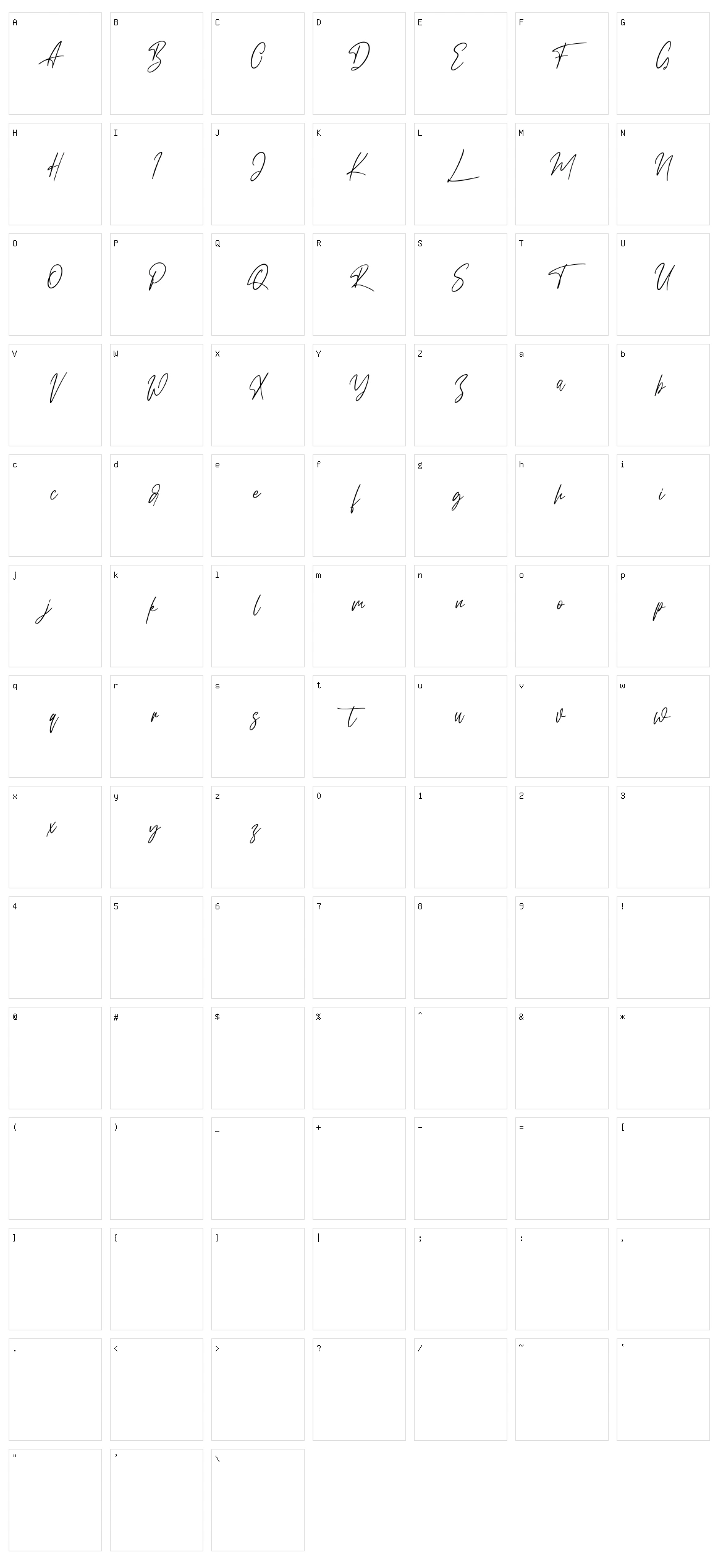 Dillandio Character Set