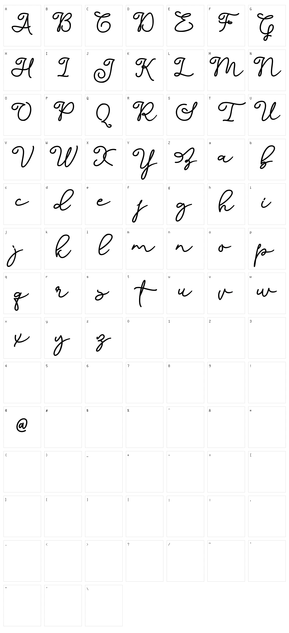 Dinila Script Character Set