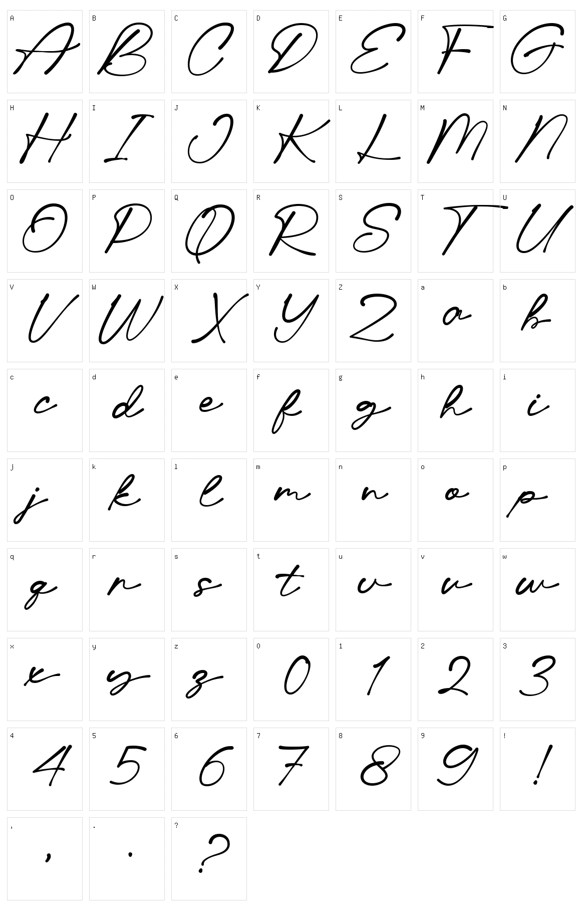 Ditsa Calista Character Set