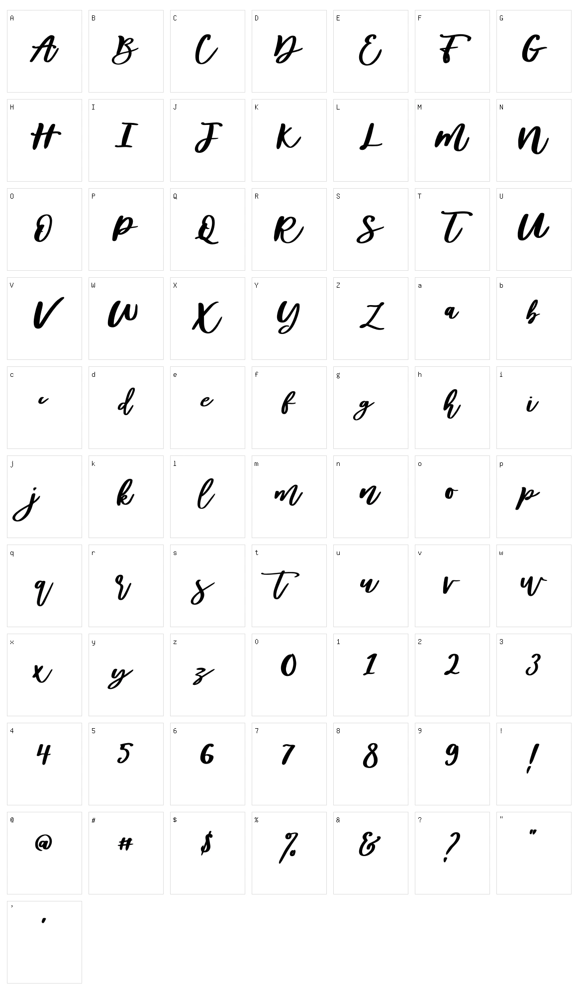 Diveil Script Character Set