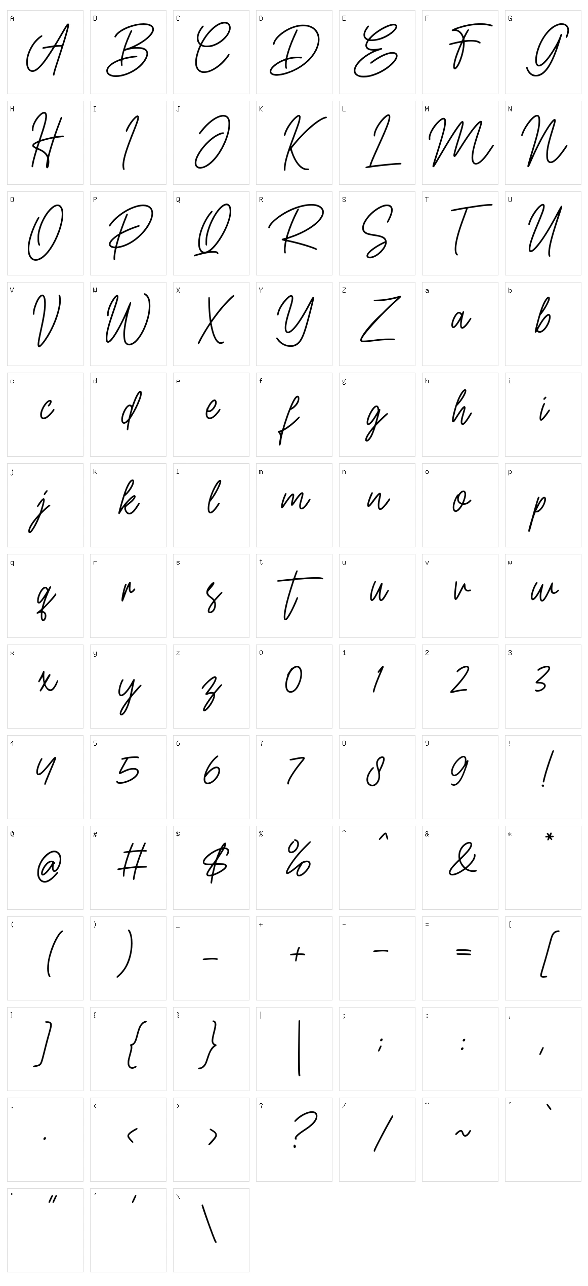 Doria Signature Character Set