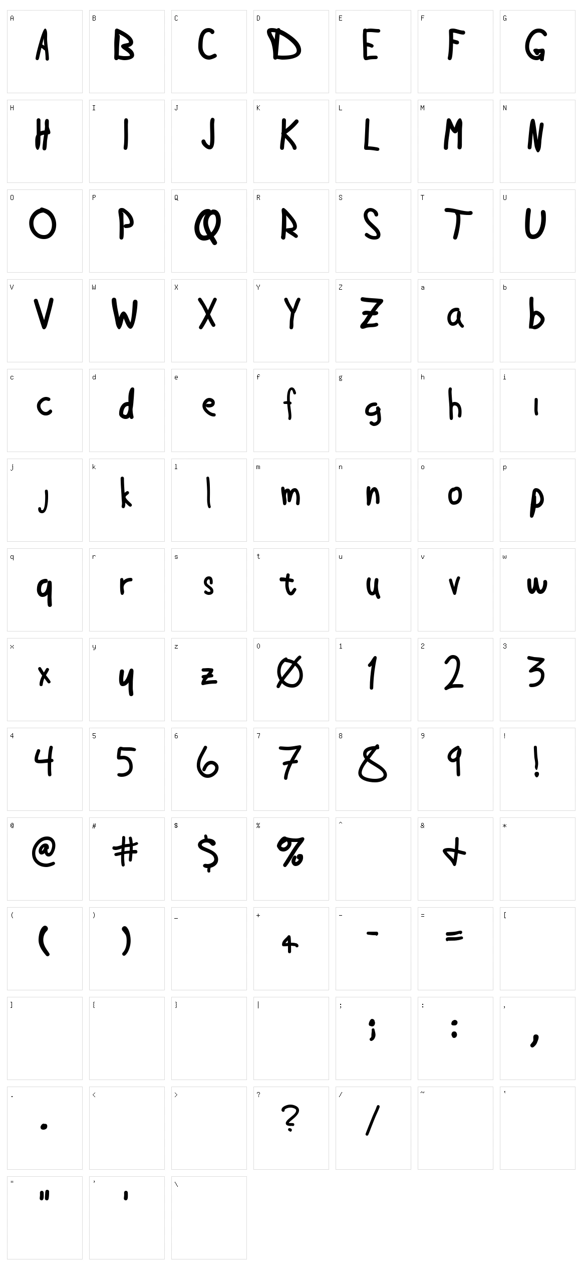 Douglas Hand Character Set