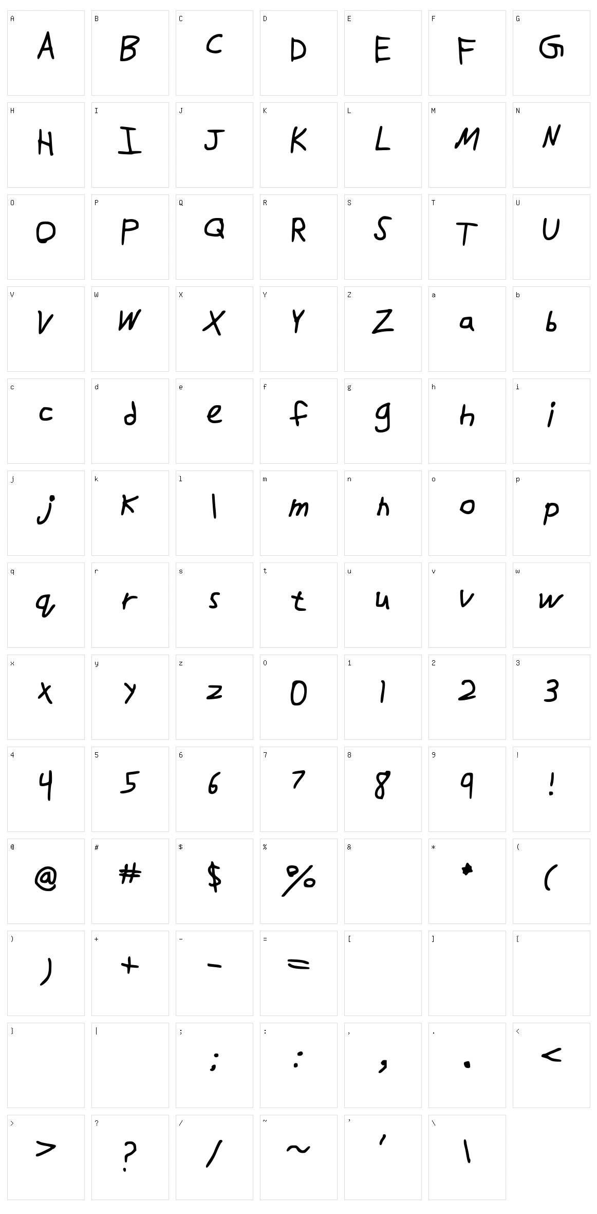 DrawFont Character Set