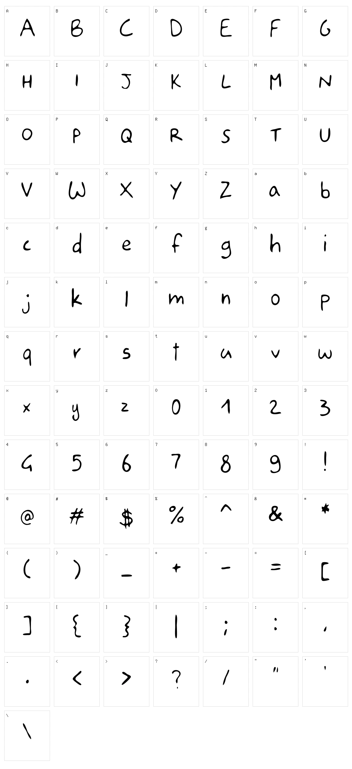 Drawgio Sans Character Set