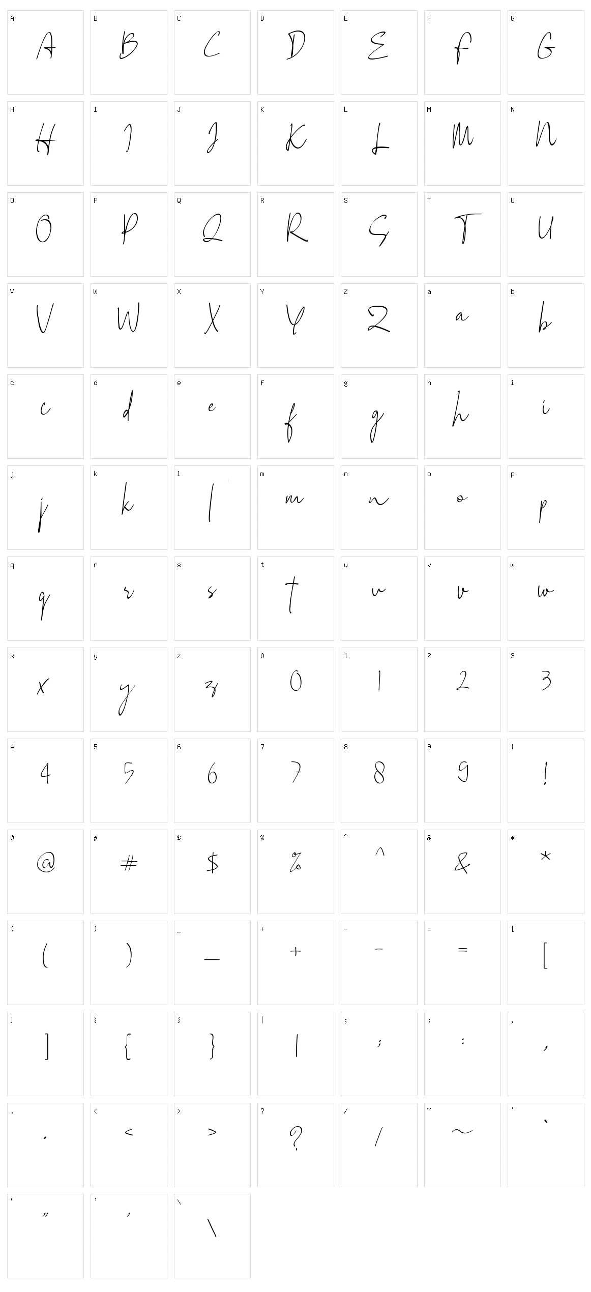 Drawpen Character Set