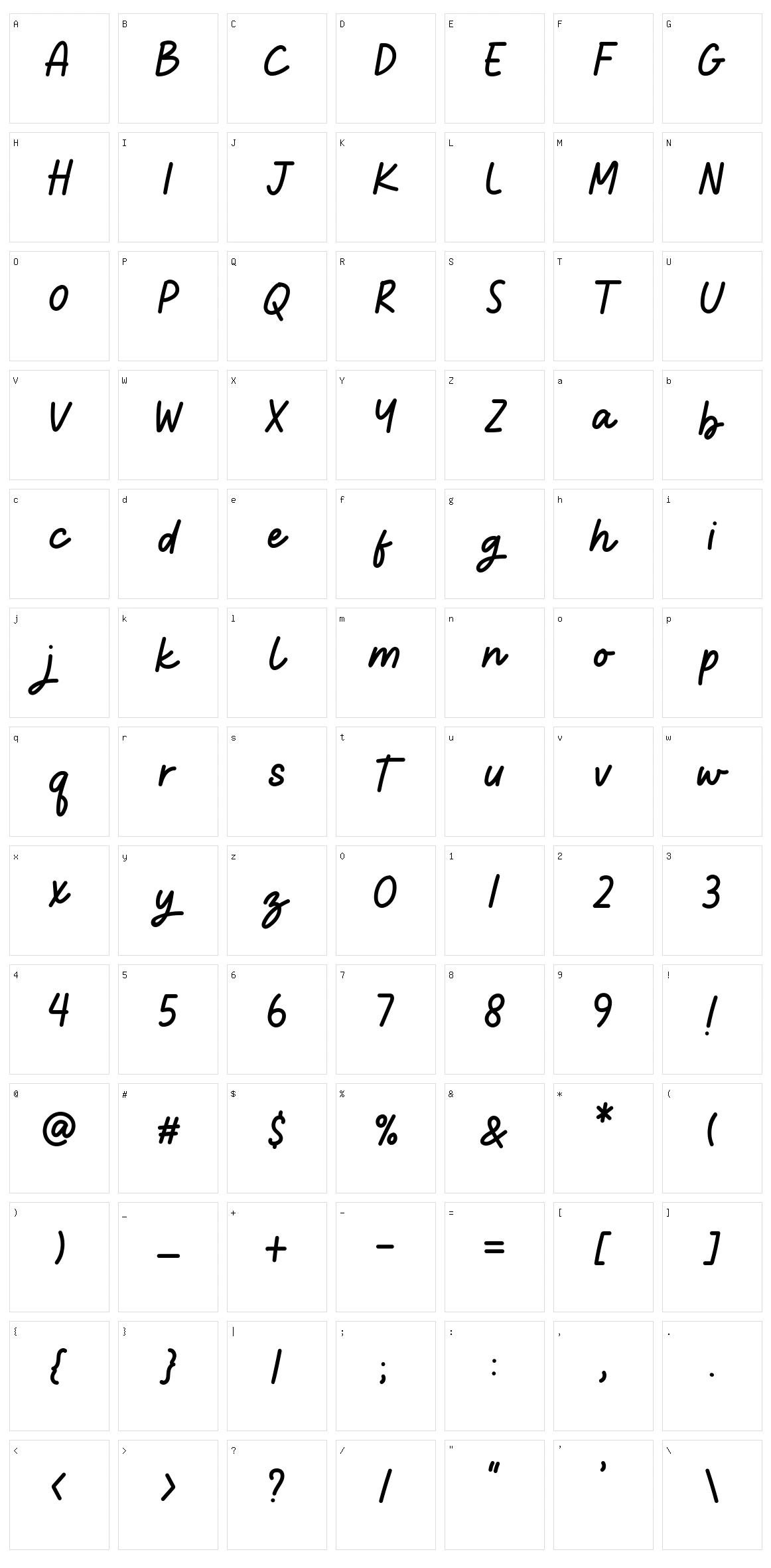 Dreame Patter Script Character Set