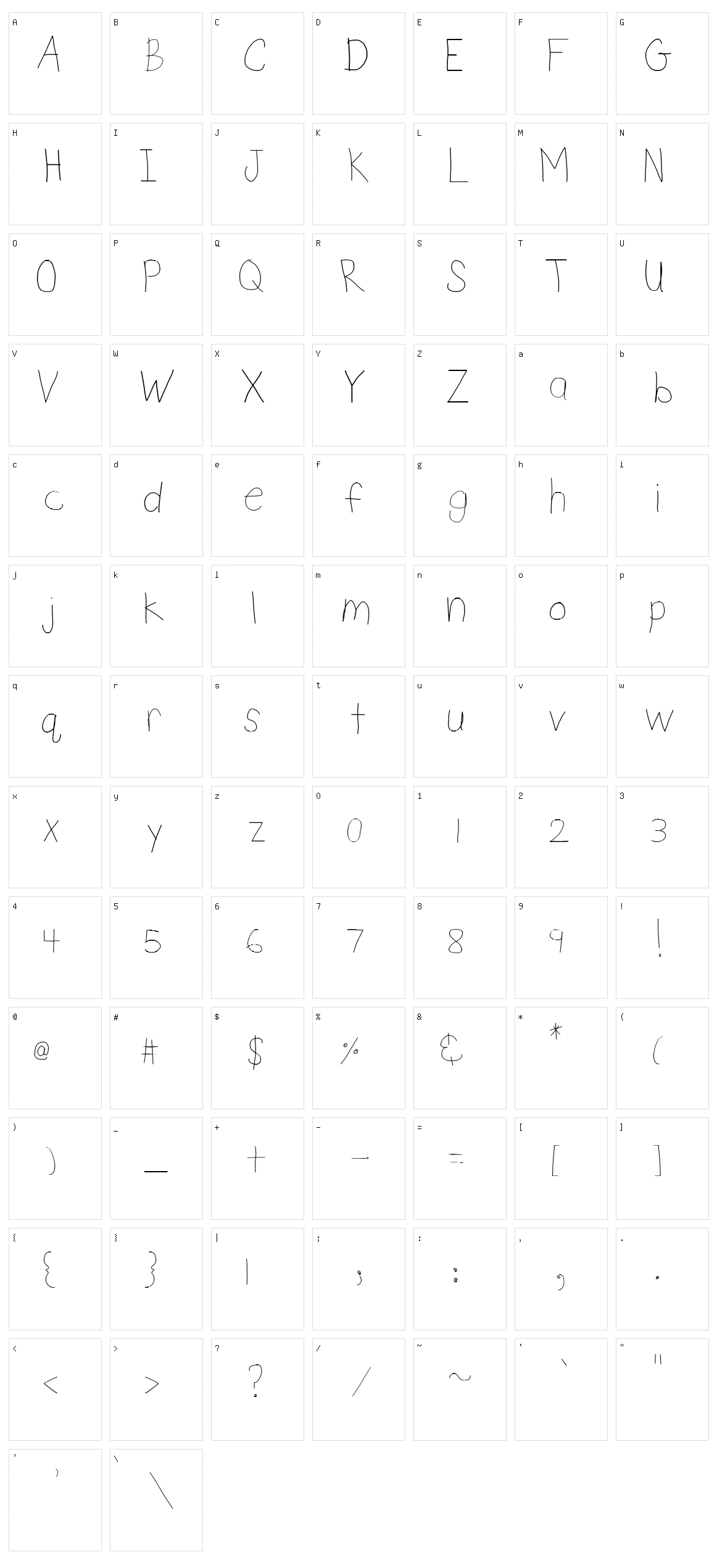 DSnet Child Character Set