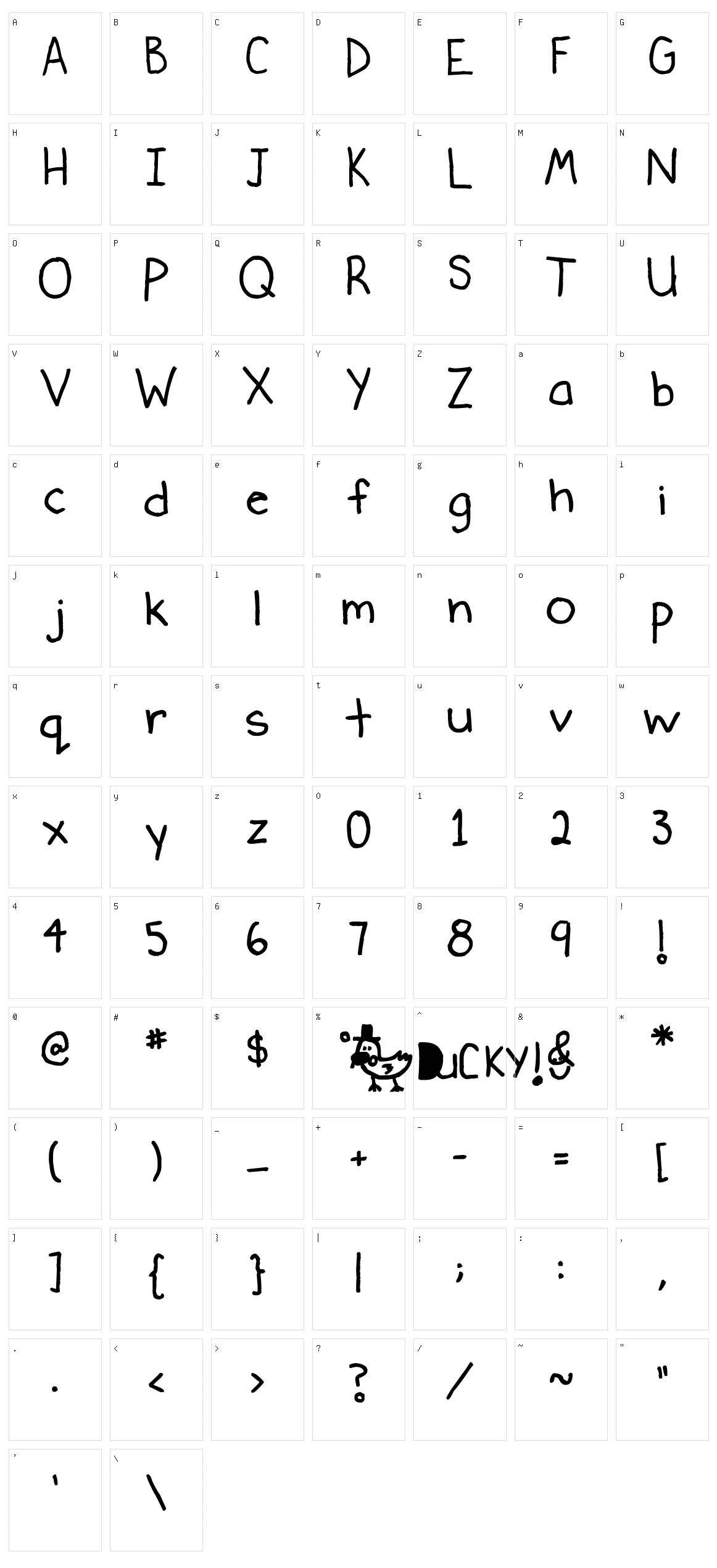 Ducky Character Set